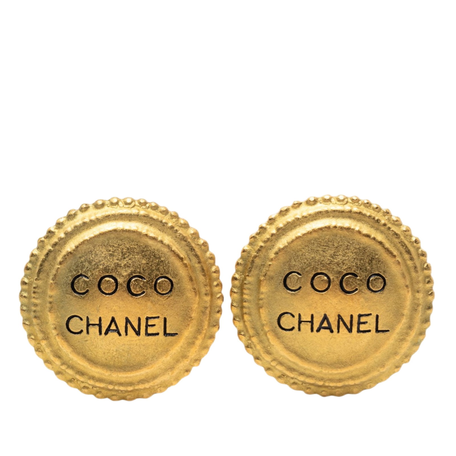Chanel Clip On Earrings Gold Plated Logo Button Design (1 of 3)