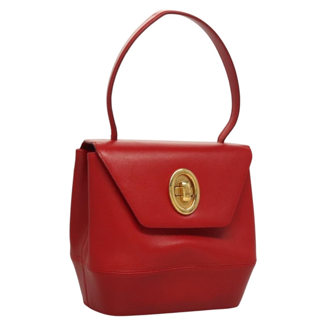 Christian Dior red leather handbag with gold tone hardware: Christian Dior red leather handbag with gold tone hardware Christian Dior leather handbag in red with gold-tone accents, made in France. This women's handbag has a compact structured silhouette and in