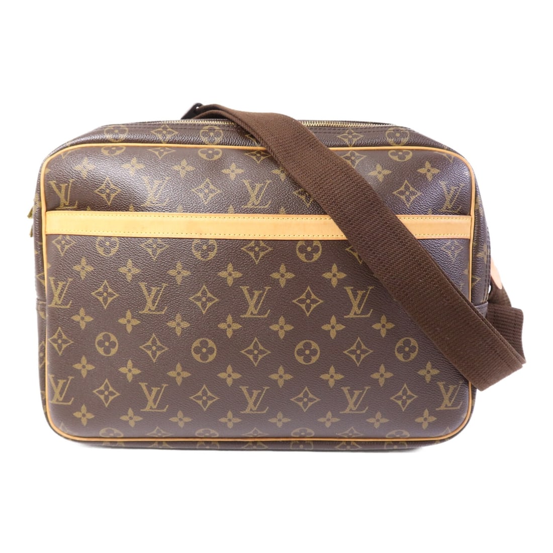 Louis Vuitton Reporter GM M45252 Monogram Shoulder Bag Brown: Louis Vuitton Reporter GM M45252 Monogram Shoulder Bag Brown Louis Vuitton Reporter GM shoulder bag, model M45252, in brown monogram and PVC coated canvas. This women's regular-size bag is made in Fra