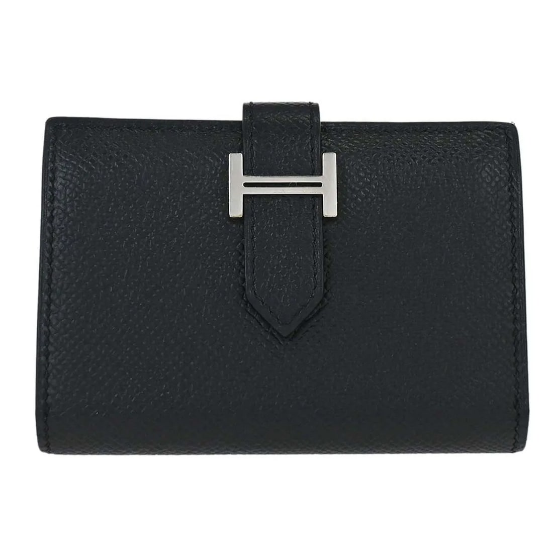 Hermes Bearn black leather unisex wallet made in France: Hermes Bearn black leather unisex wallet made in France This Hermes Bearn Wallet is crafted from black leather and designed for unisex use. Featuring a compact profile, it is made in France and offers
