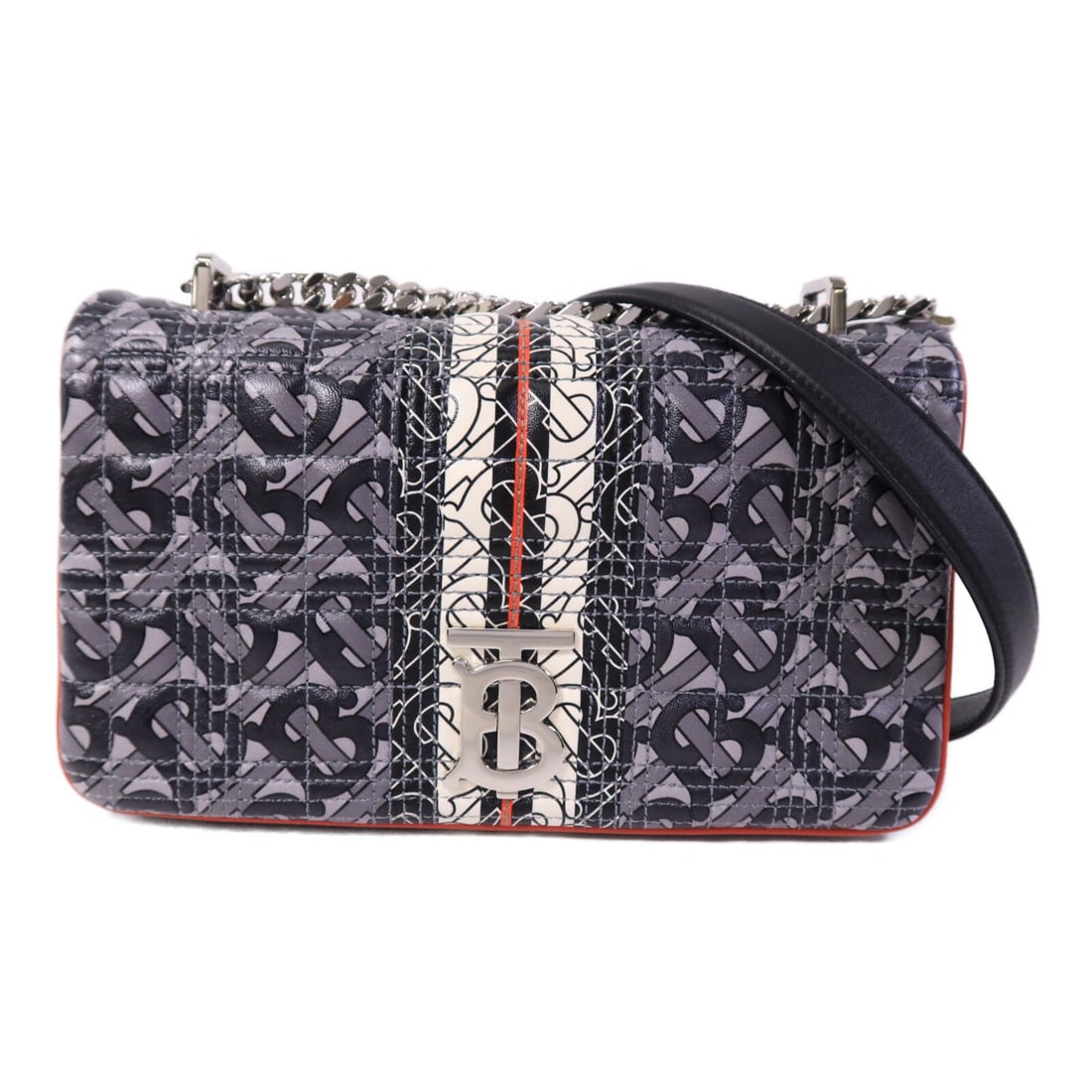 Burberry 80495161 Lambskin Shoulder Bag Gray Multicolor Chain SHW: Burberry 80495161 Lambskin Shoulder Bag Gray Multicolor Chain SHW Burberry SHW Chain Shoulder Bag 80495161 in lambskin (sheep leather) with a gray and multicolor finish. This women's shoulder bag feat