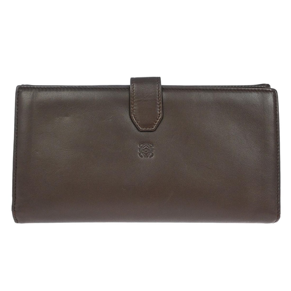 Loewe Womens Leather Wallet Brown Logo Accent Spain: Loewe Womens Leather Wallet Brown Logo Accent Spain Loewe women's wallet in brown leather with logo accents. Made in Spain, this wallet features a practical interior and exterior layout with visible s