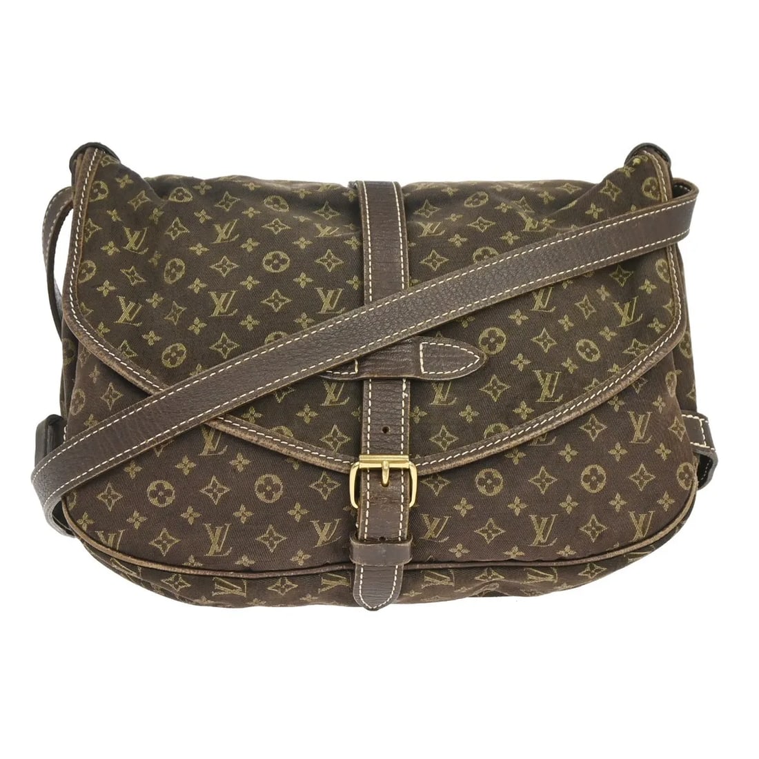 Louis Vuitton Saumur Unisex Brown Canvas Shoulder Bag: Louis Vuitton Saumur Unisex Brown Canvas Shoulder Bag Louis Vuitton Saumur Mini Lin shoulder bag in brown canvas. This unisex bag is made in France and remains in good condition with visible wear, inc