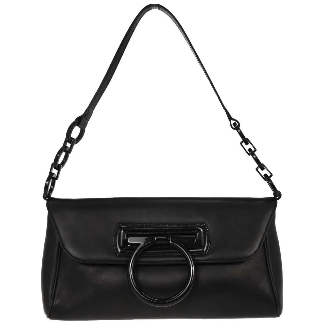 Black Leather Handbag Salvatore Ferragamo Gancini Italy (1 of 10)