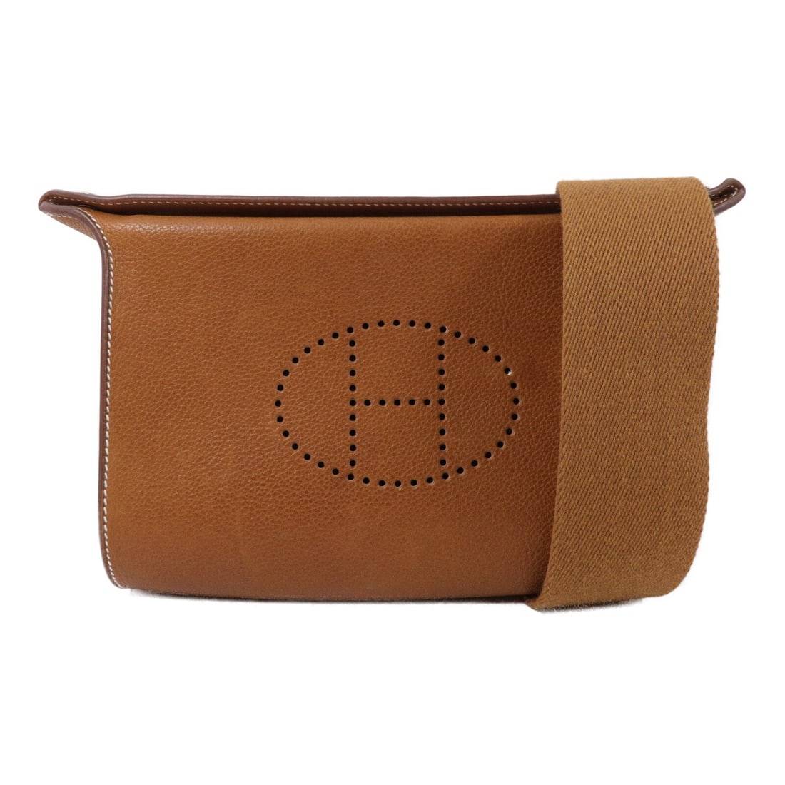 Hermes Videpohes Barenia Leather Shoulder Bag Fauve Brown PHW: Hermes Videpohes Barenia Leather Shoulder Bag Fauve Brown PHW Hermes PHW Videpohes shoulder bag in Barenia leather Fauve with calfskin trim. It features a hook button closure, one open interior pocket