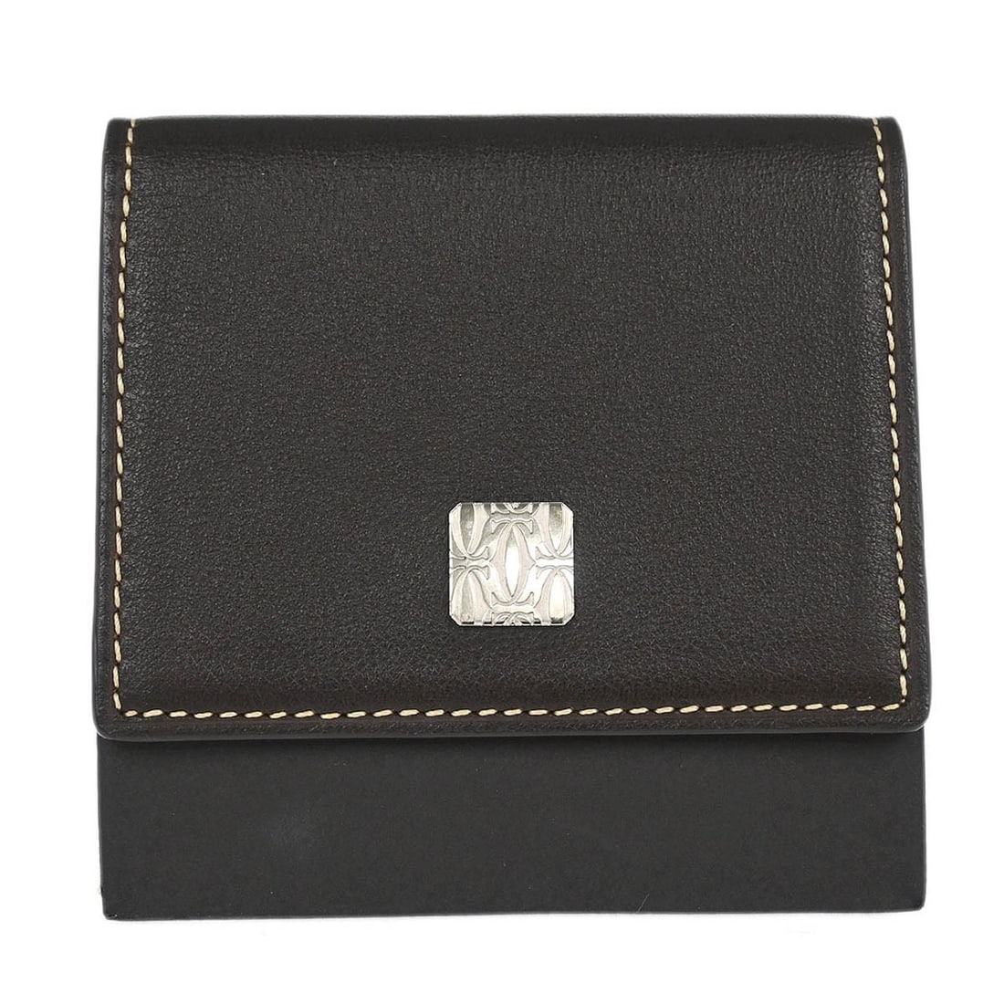 Cartier leather coin wallet in brown made in Spain: Cartier leather coin wallet in brown made in Spain Vintage Cartier coin purse wallet in brown leather with a compact square silhouette. This women's wallet is made in Spain and includes the original b