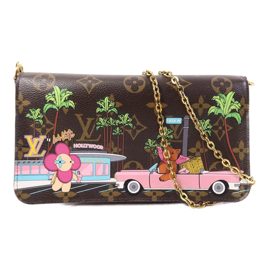 Louis Vuitton Felicie Pochette M80859 Hollywood Xmas Monogram Shoulder Bag: Louis Vuitton Felicie Pochette M80859 Hollywood Xmas Monogram Shoulder Bag Louis Vuitton LV Hollywood Xmas Felicie Pochette Shoulder Bag, model M80859, in brown Monogram x PVC coated canvas. This wome