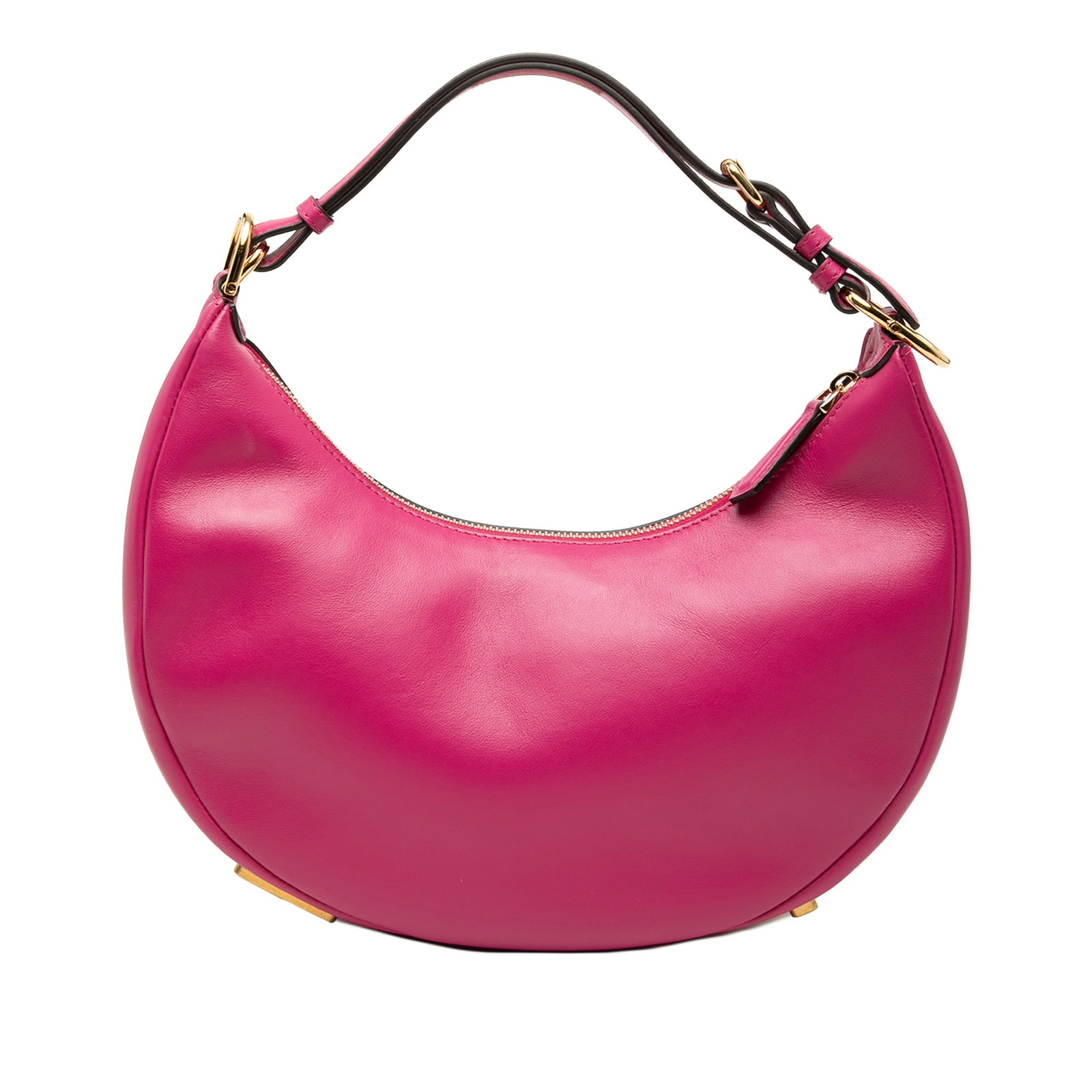 Fendi Fendigraphy Small Pink Leather Hobo Bag: Fendi Fendigraphy Small Pink Leather Hobo Bag This Small Leather Fendigraphy Hobo is crafted in pink leather with an adjustable flat leather strap, gold-tone hardware at the bottom, and a top zip clos