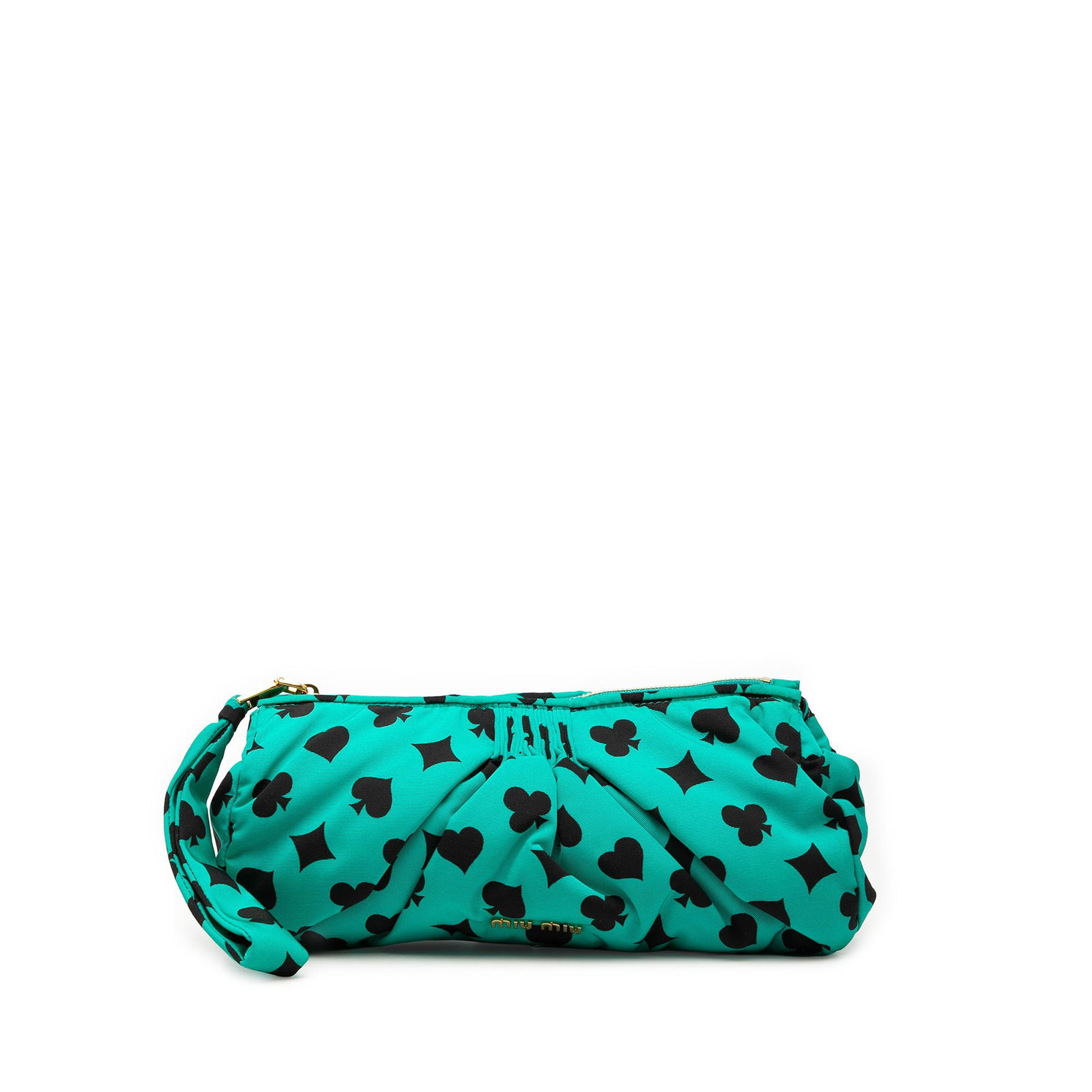 Miu Miu Playing Card Print Pleated Nylon Clutch Bag (1 of 6)