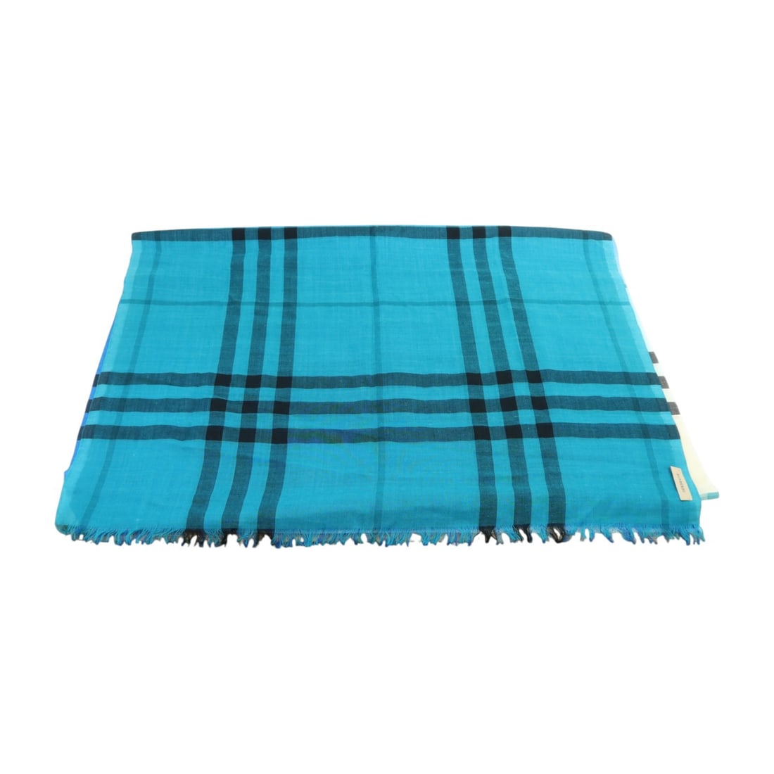 Burberry Wool Silk Scarf Blue Green Multicolor 215cm x 70cm: Burberry Wool Silk Scarf Blue Green Multicolor 215cm x 70cm A Burberry women's scarf in blue, green, and multicolor tones. Made from wool and silk, it measures 215 cm x 70 cm and was manufactured in t