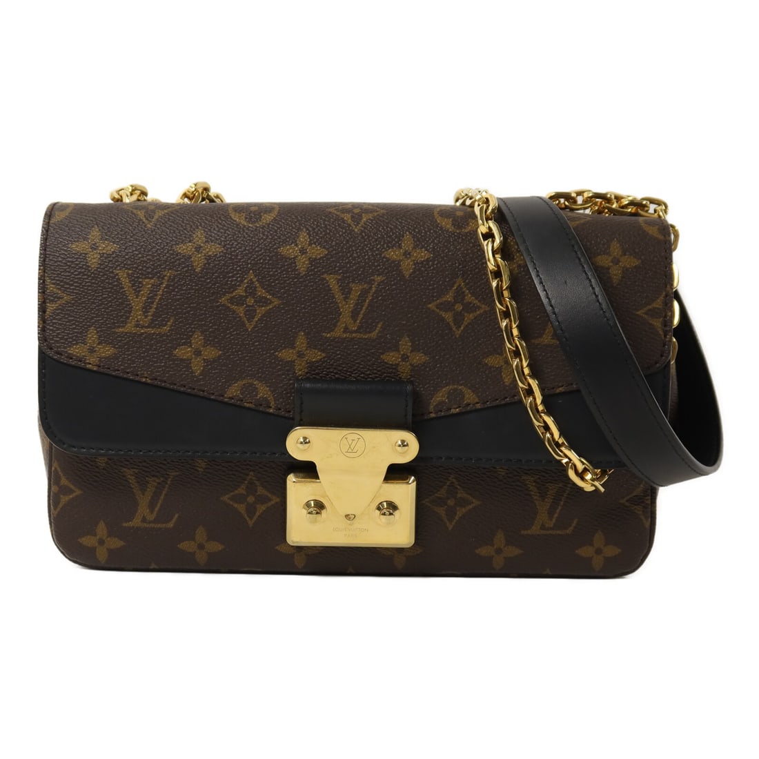 Louis Vuitton Marceau M46126 Monogram Shoulder Bag Brown Black: Louis Vuitton Marceau M46126 Monogram Shoulder Bag Brown Black Louis Vuitton Marceau Chain Shoulder Bag, model M46126, in Brown/Black monogram PVC coated canvas. This women's regular-size shoulder bag