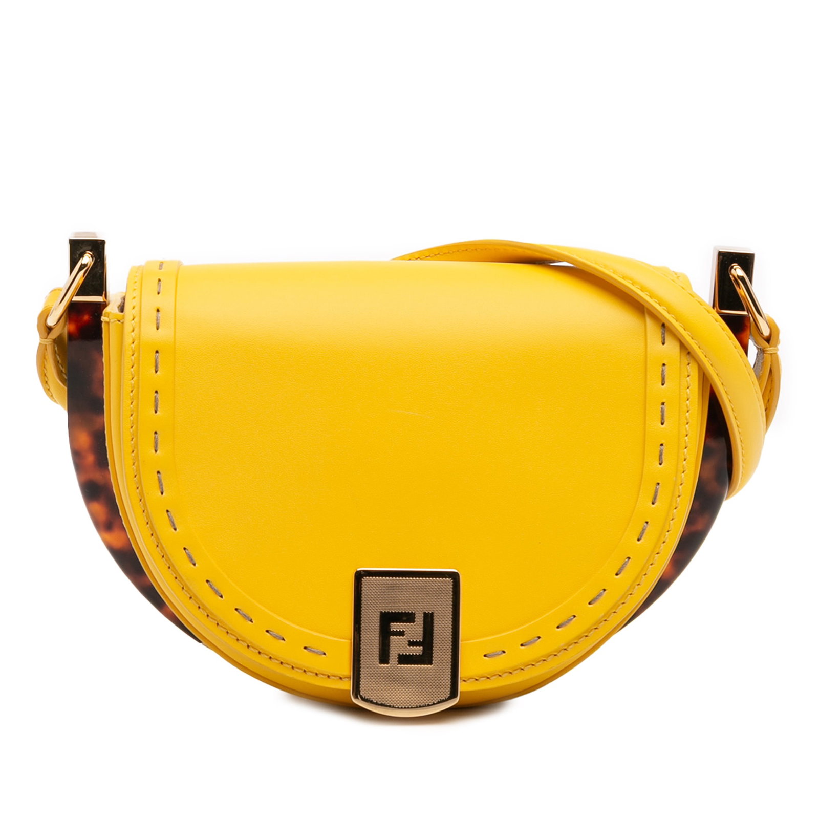 Fendi Leather Moonlight Crossbody Bag Yellow Italy (1 of 12)