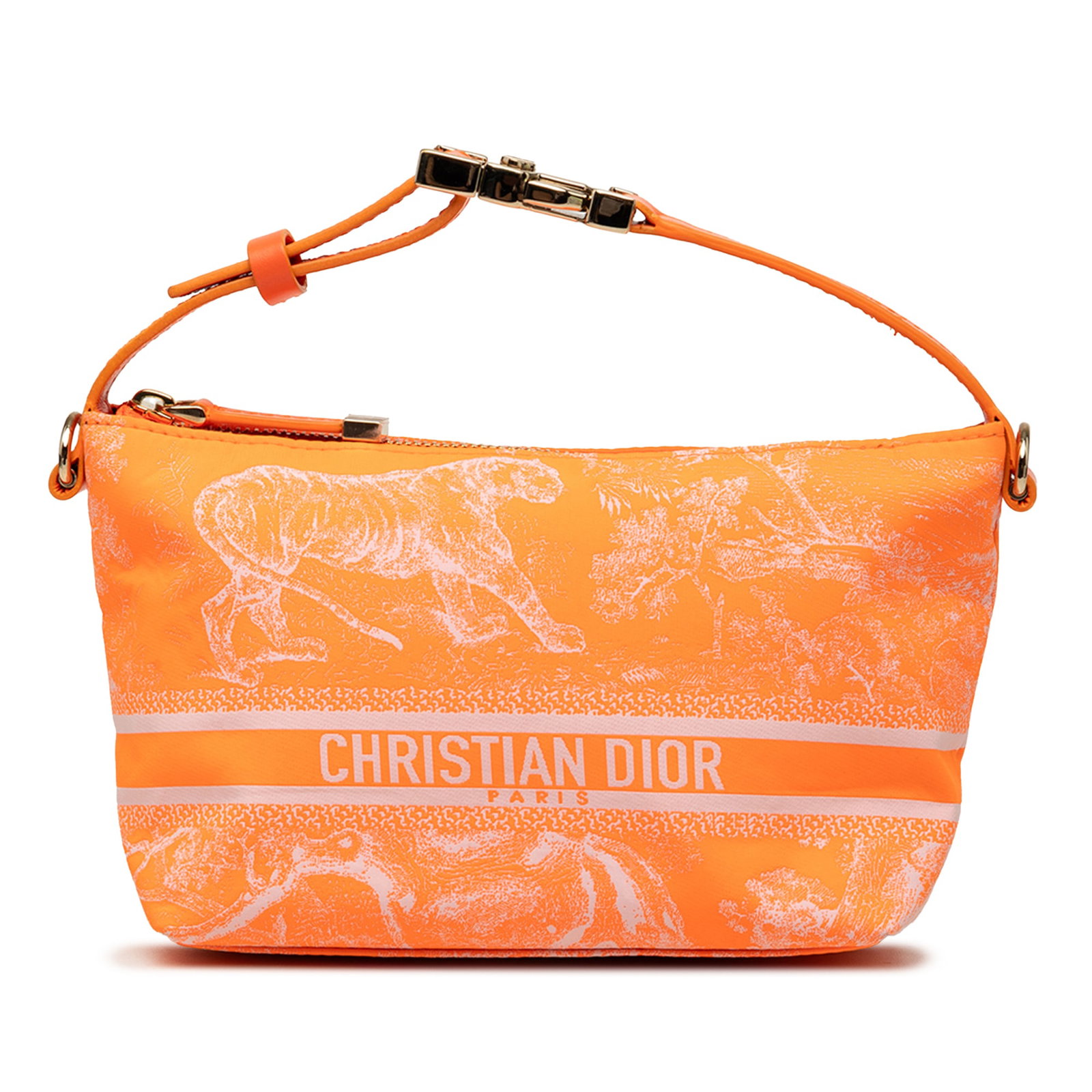 Dior DiorTravel Nomad Pouch Small Toile de Jouy Reverse Fabric: Dior DiorTravel Nomad Pouch Small Toile de Jouy Reverse Fabric This Dior Travel Nomad pouch is crafted in printed technical fabric with a flat leather handle and a top zip closure. It is presented in 