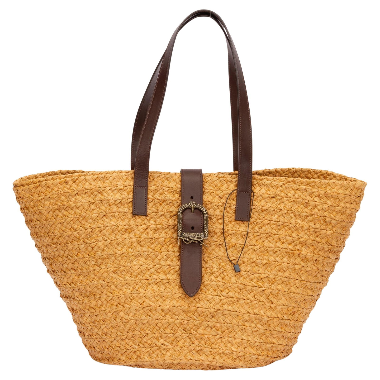 Yves Saint Laurent Beige Wicker Bag with Tag and Dust Cover: Yves Saint Laurent Beige Wicker Bag with Tag and Dust Cover This exquisite Yves Saint Laurent Wicker Bag is a stunning blend of style and functionality. Crafted in Italy, this bag features a beige wic