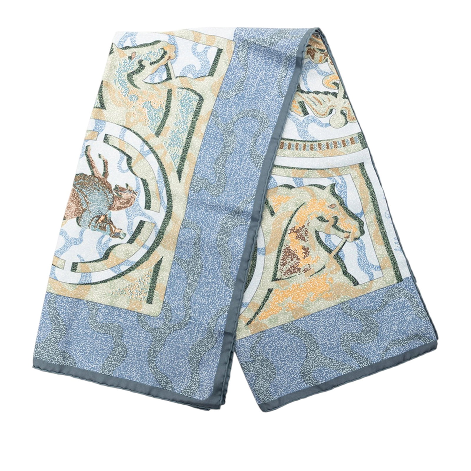 Blue Silk Scarf Alfred De Dreux Peintre du Cheval by Hermes France: Blue Silk Scarf Alfred De Dreux Peintre du Cheval by Hermes France This Hermes Alfred De Dreux Peintre du Cheval scarf showcases a distinctive equestrian-themed print on 100% silk. Made in France, thi