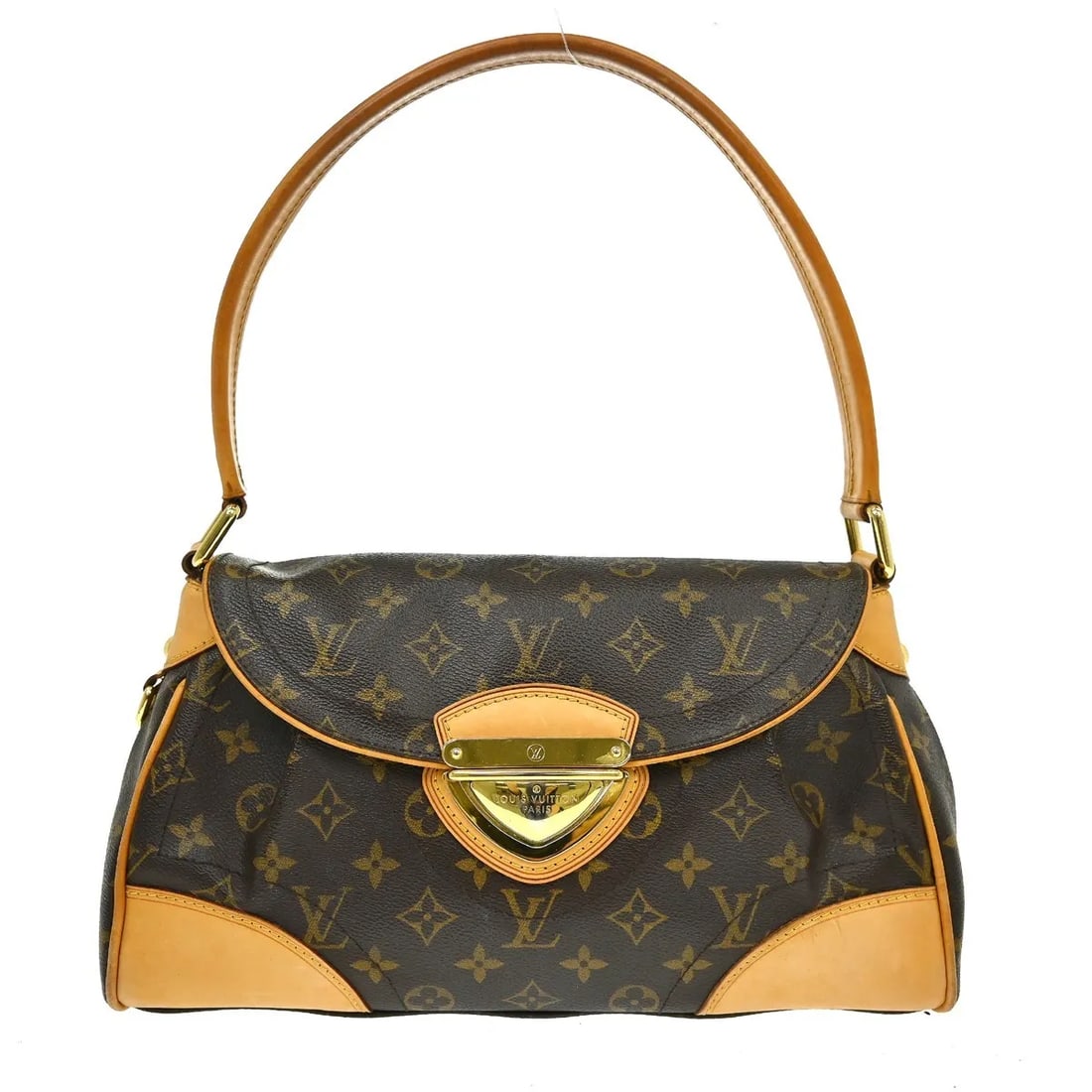 Louis Vuitton Beverly Brown Canvas Handbag: Louis Vuitton Beverly Brown Canvas Handbag Louis Vuitton Beverly handbag in brown canvas with a usable vintage condition. The exterior shows visible wear, scuffs, scratches, and suntanned areas on the