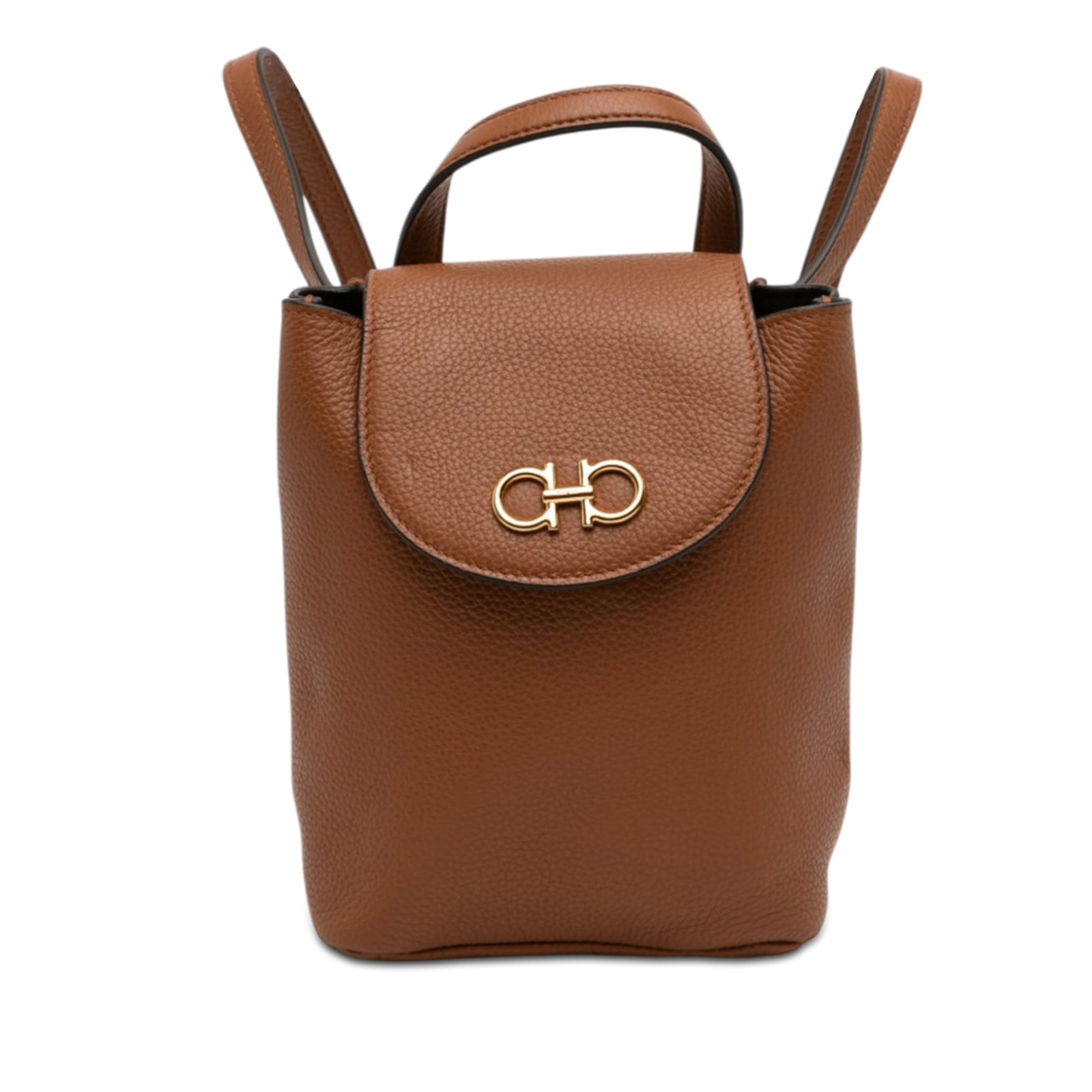 Ferragamo Double Gancini Mini Leather Backpack Brown (1 of 6)