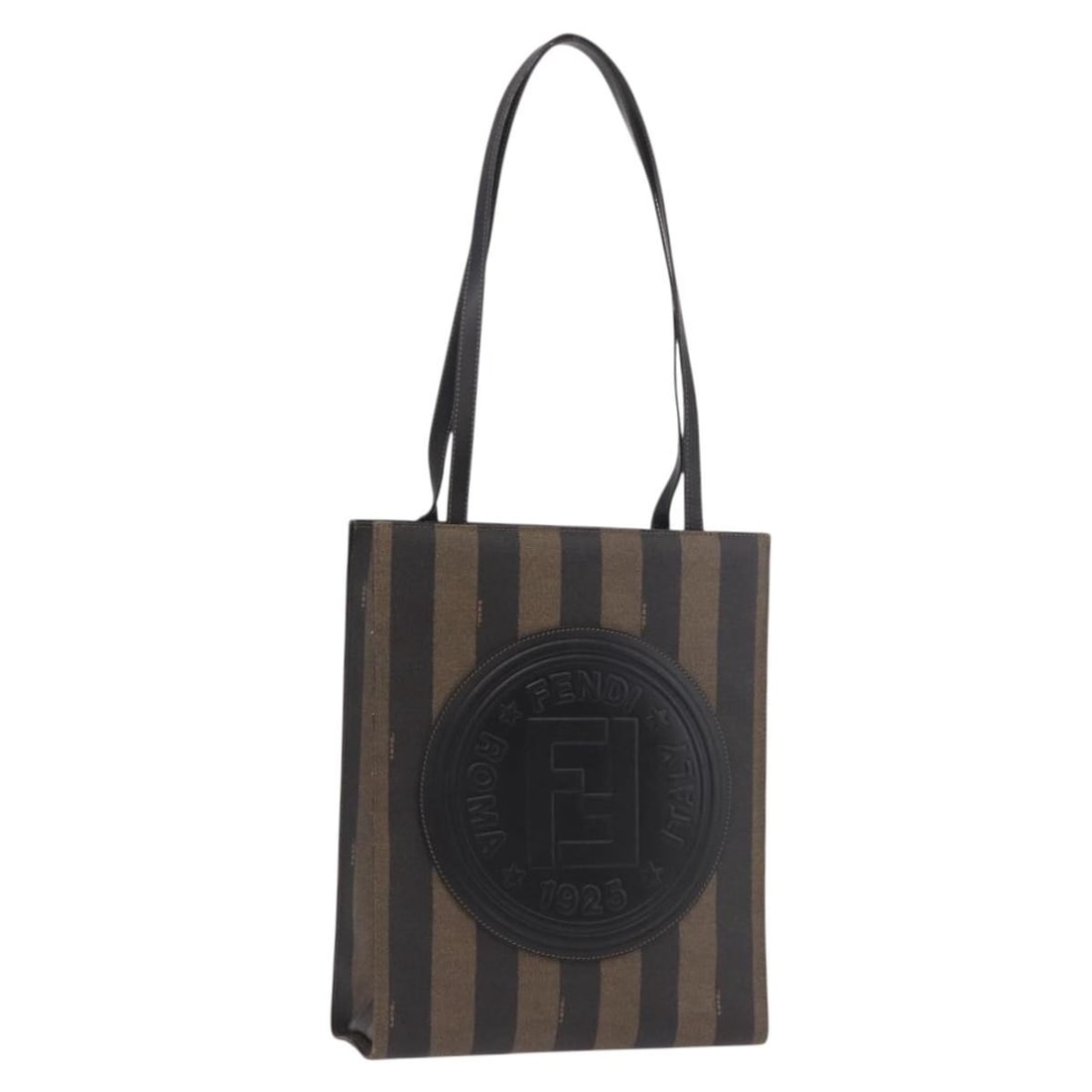 Fendi Pequin Canvas PVC Tote Handbag Brown Black Italy (1 of 18)
