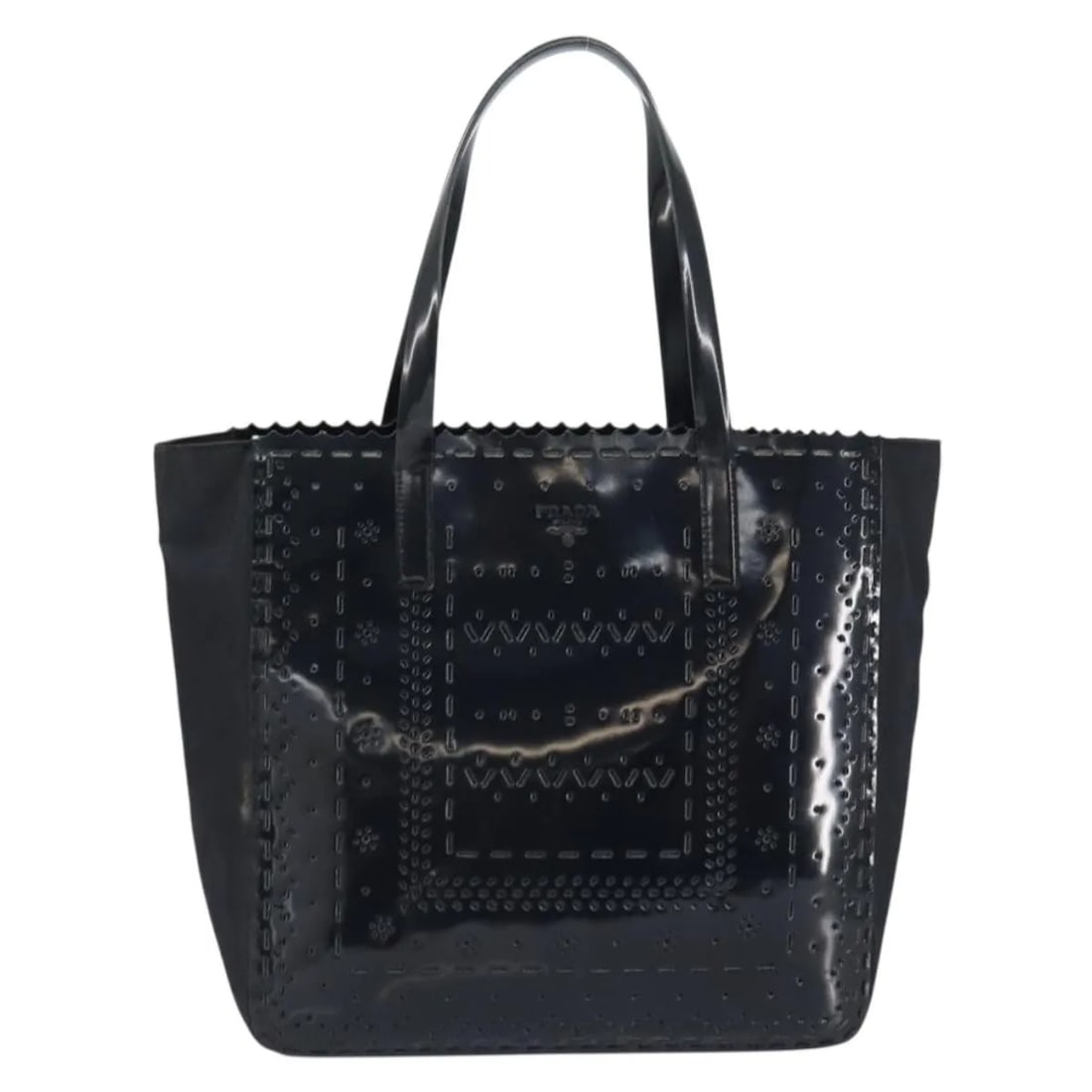 Black Patent Leather Vintage Tote by Prada Italy (1 of 18)