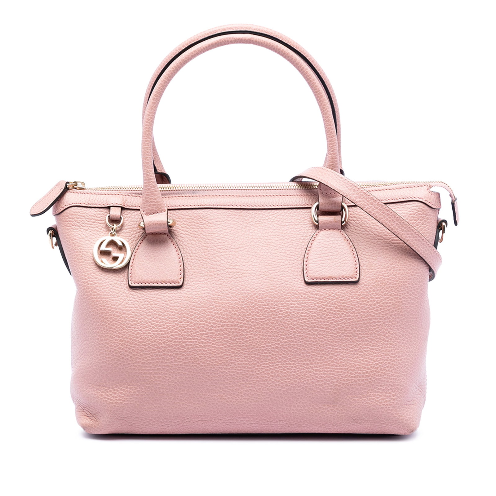 Gucci Pink Leather Dollar Calfskin GG Charm Satchel Handbag (1 of 7)