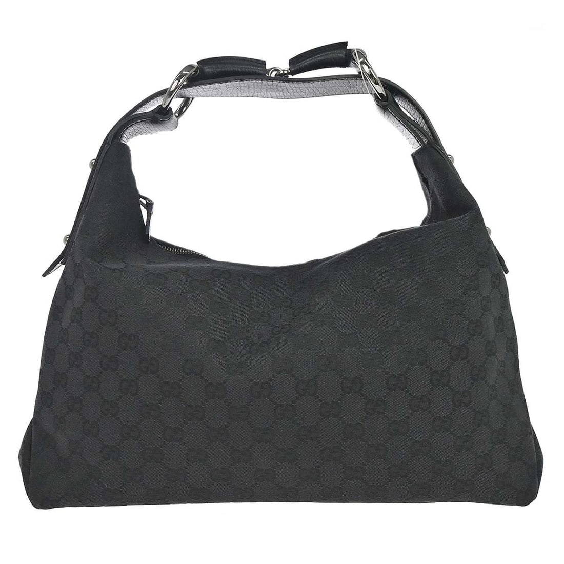 Gucci Horsebit Mini Top Handle Bag Black GG Canvas Leather: Gucci Horsebit Mini Top Handle Bag Black GG Canvas Leather Gucci black GG canvas horsebit handbag in a mini top-handle style, made in Italy. It features canvas and leather construction, a top handle, 