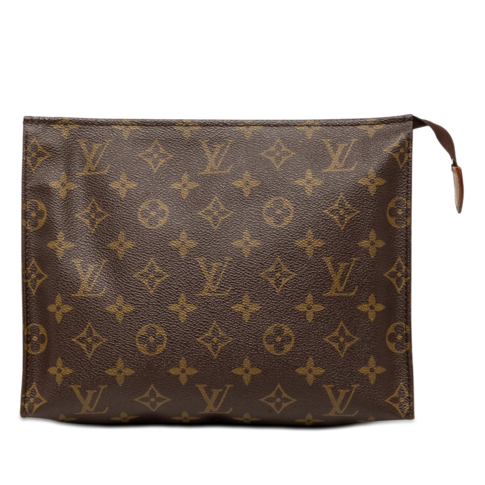 Louis Vuitton Monogram Canvas Toiletry Bag Pouch 26: Louis Vuitton Monogram Canvas Toiletry Bag Pouch 26 Louis Vuitton Monogram Toiletry Pouch 26 in brown monogram canvas with a top zip closure. Made in France, this pouch offers a classic compact silhou