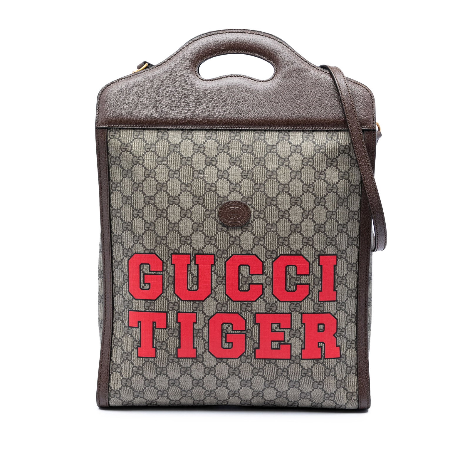 Gucci Tiger Web GG Supreme Satchel Bag: Gucci Tiger Web GG Supreme Satchel Bag This Gucci GG Supreme Web Tiger Satchel is crafted from coated canvas with leather trim, featuring structured leather handles and a detachable flat leather strap