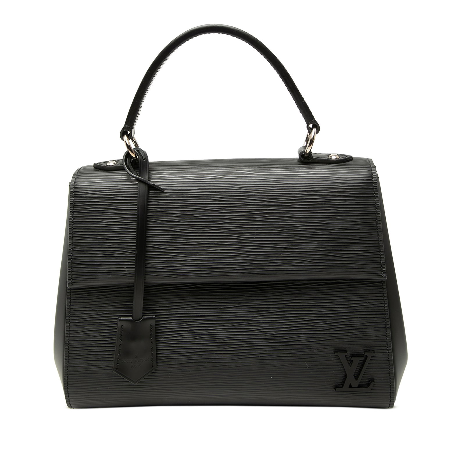 Louis Vuitton Cluny BB Epi Leather Handbag Black: Louis Vuitton Cluny BB Epi Leather Handbag Black Louis Vuitton Epi Cluny BB bag in black leather, made in France. It features an epi leather body, a flat leather top handle, a flap with magnetic closu