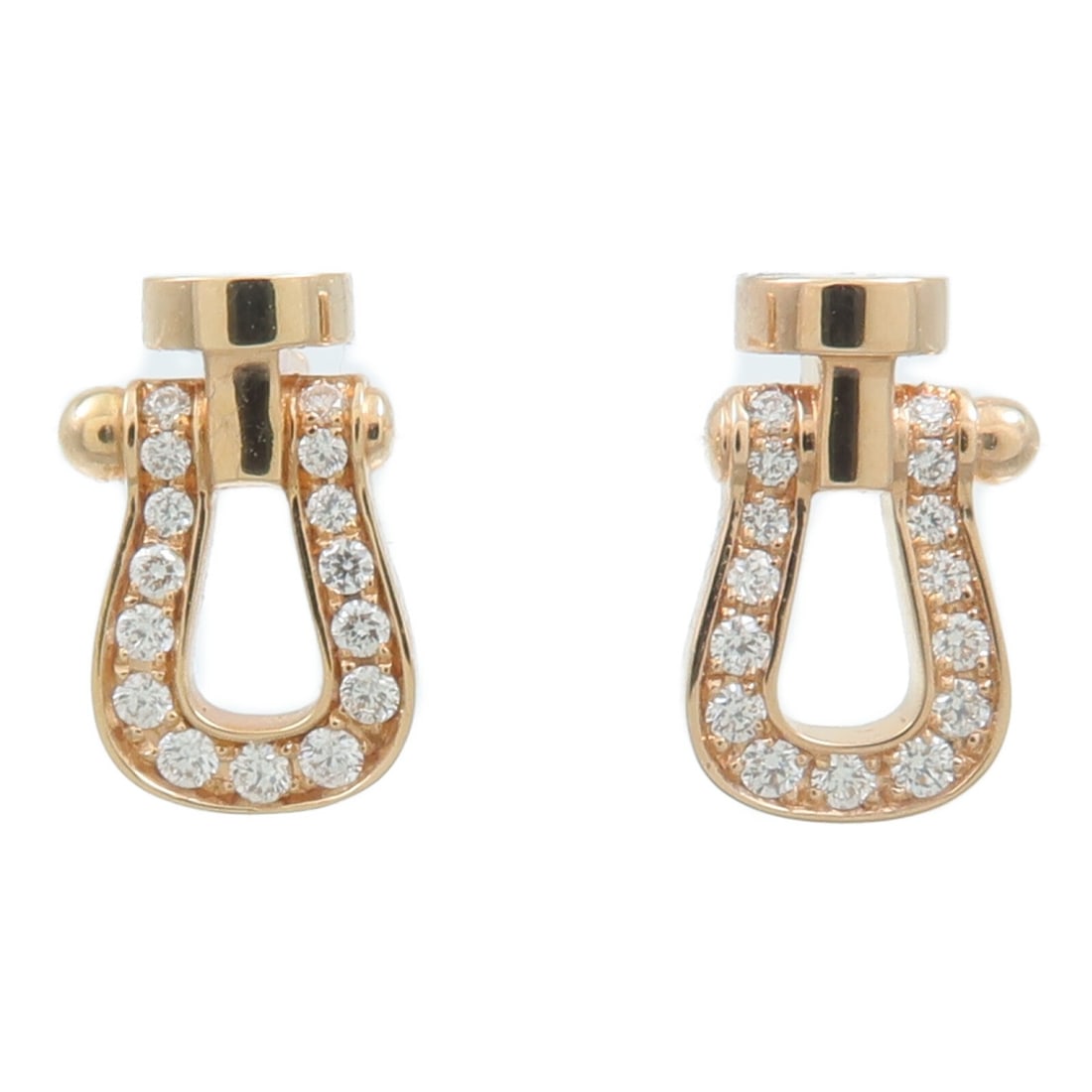 FRED 8B0320 Force 10 Diamond Earrings in 18K Pink Gold: FRED 8B0320 Force 10 Diamond Earrings in 18K Pink Gold FRED Force 10 earrings in 18K pink gold with diamond accents, model 8B0320. The earrings are presented in clear color and come with storage box, 