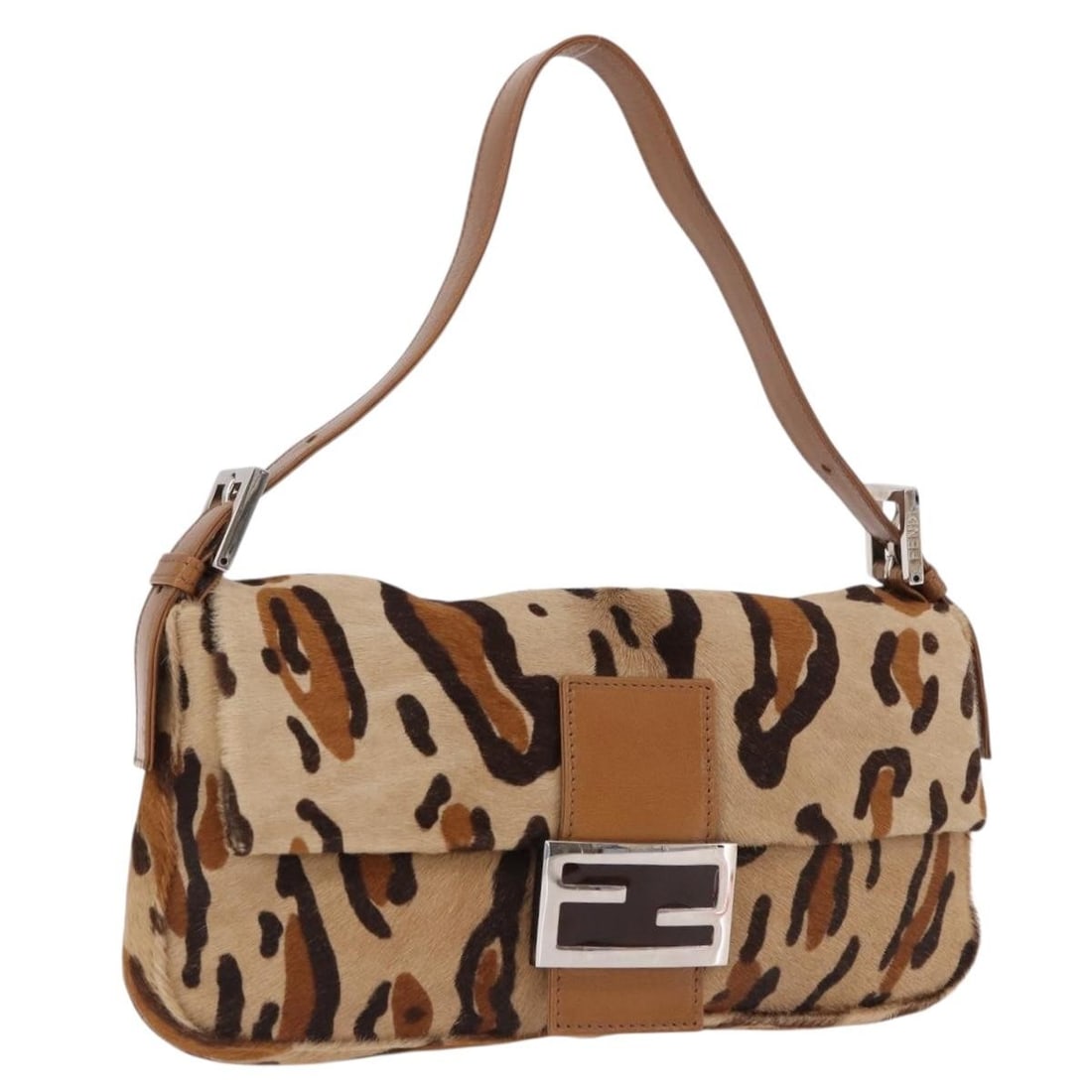 FENDI Mamma Baguette Shoulder Bag Leopard Harako Beige Silver (1 of 18)
