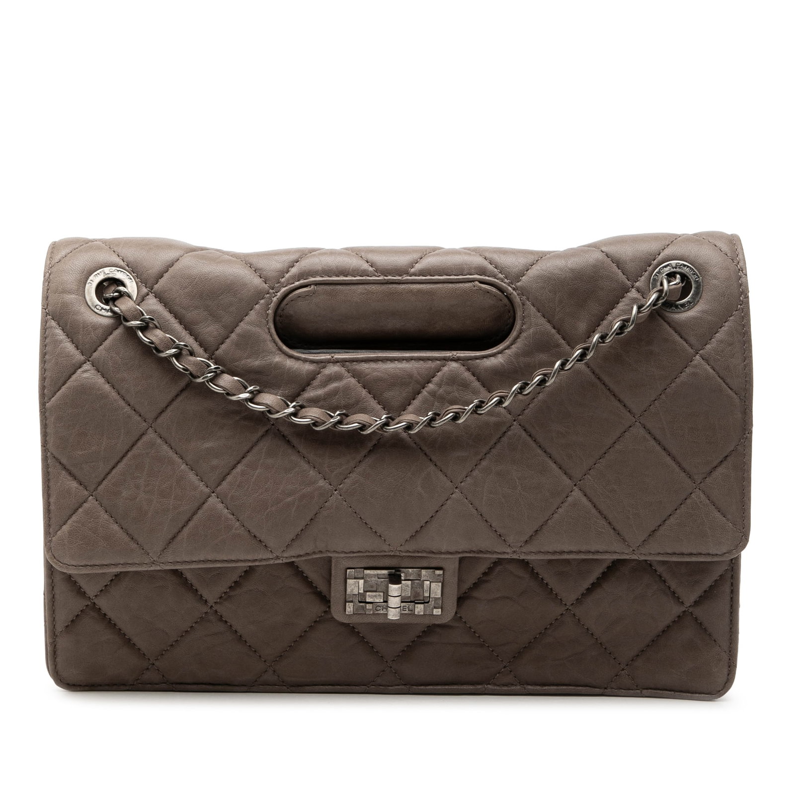 Chanel Take Away Flap Jumbo Bag Paris Byzance Washed Lambskin: Chanel Take Away Flap Jumbo Bag Paris Byzance Washed Lambskin Chanel Paris Byzance Jumbo Washed Lambskin Take Away Flap bag in brown leather, made in Italy. It features a quilted lambskin leather body
