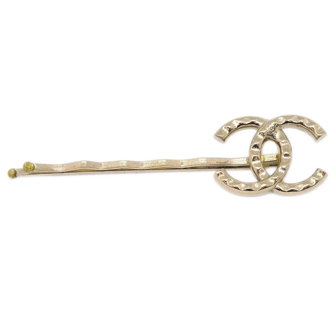 Chanel Gold Plated CC Hair Pins Set with Faux Pearls: Chanel Gold Plated CC Hair Pins Set with Faux Pearls This Chanel CC Hair Pin Set features gold-plated metal adorned with faux pearls, offering an elegant accessory for women. The set is crafted in Fra