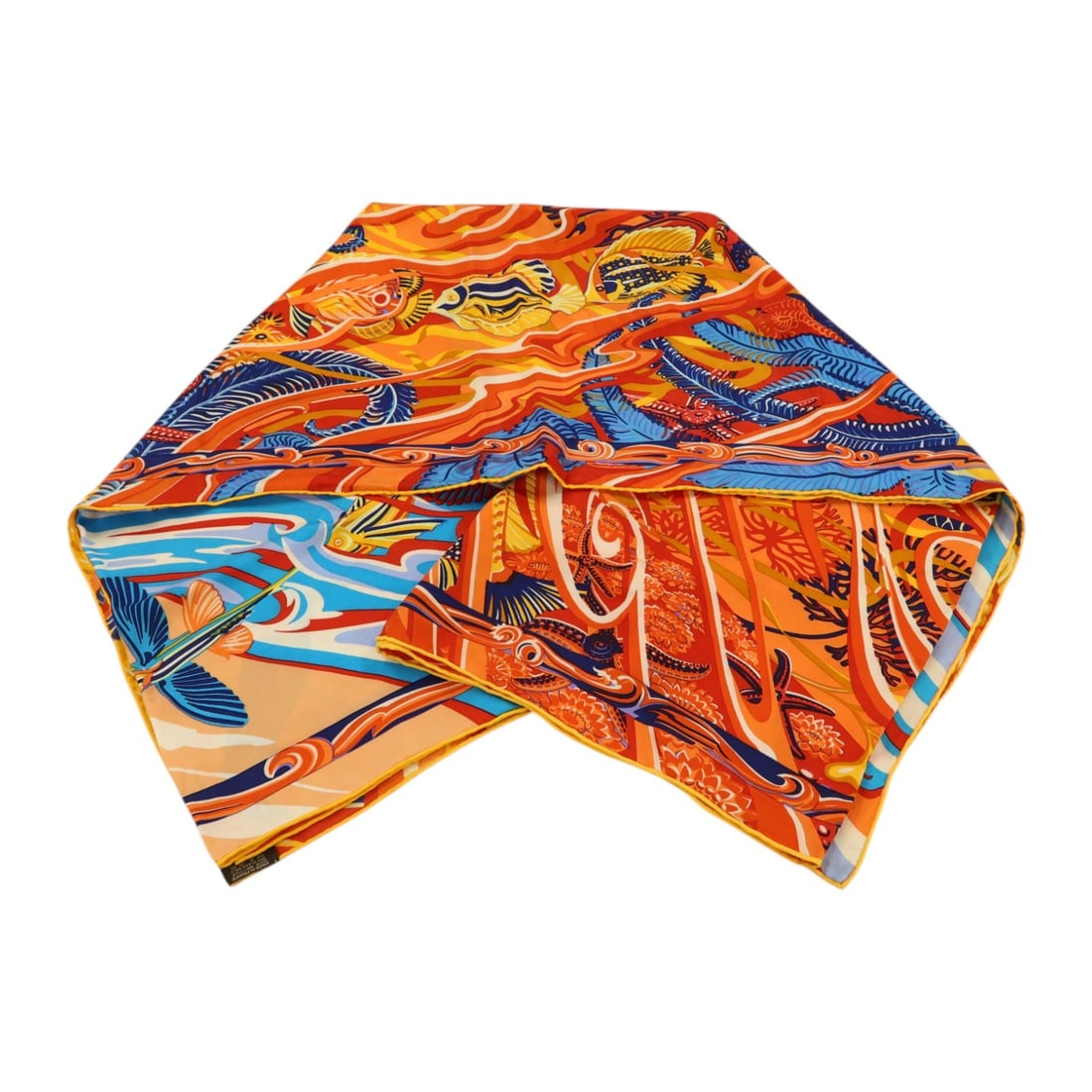 Hermes Silk Scarf 140x140 cm Red Orange Multicolor: Hermes Silk Scarf 140x140 cm Red Orange Multicolor A Hermes silk scarf in red, orange, and multicolor tones, presented in a 140 cm x 140 cm square format. It is described as a women's regular-size sca