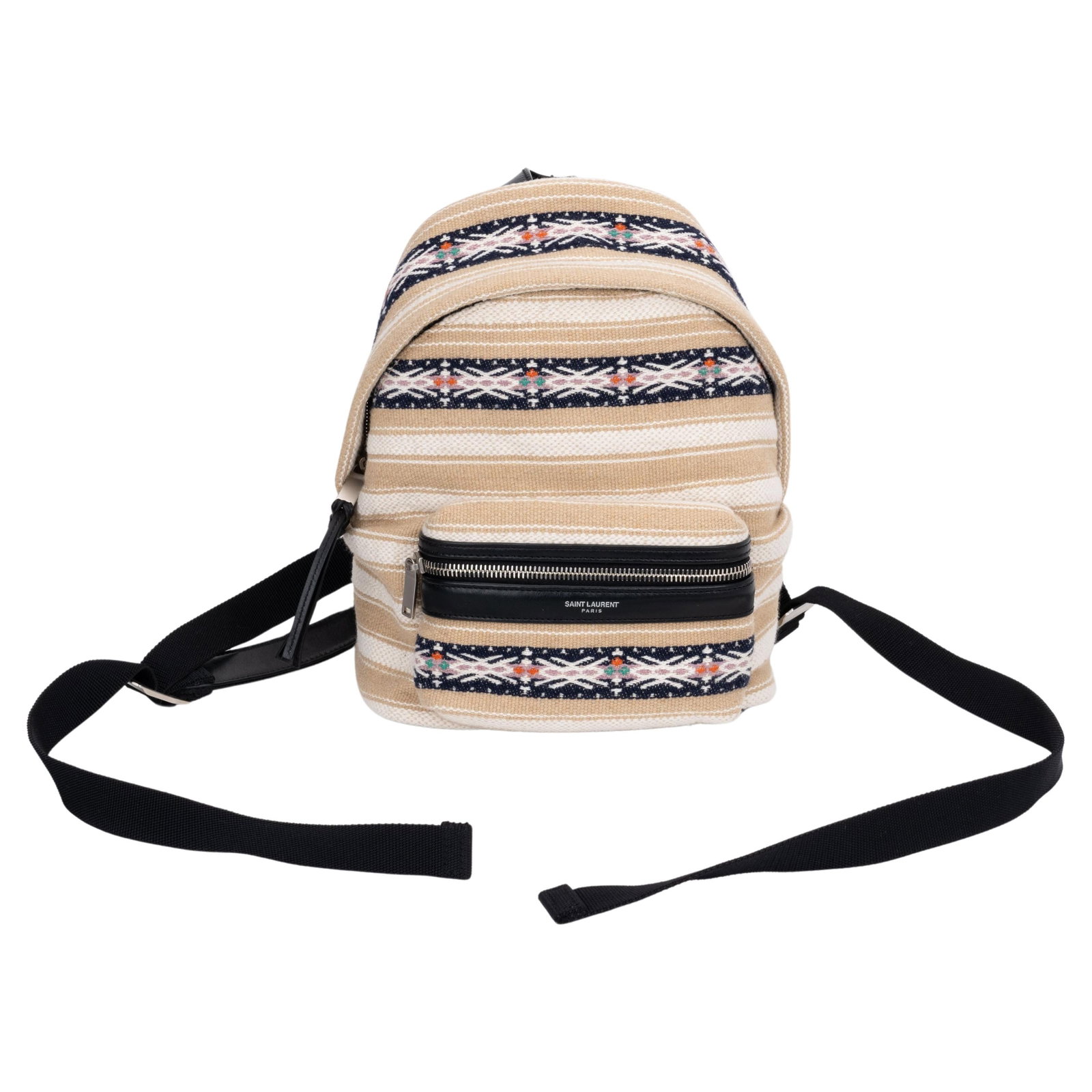 Yves Saint Laurent City Backpack Ecru Embroidered Canvas Italy: Yves Saint Laurent City Backpack Ecru Embroidered Canvas Italy Discover the elegance of the Yves Saint Laurent New Embroidered City Backpack, expertly crafted in Italy. This stylish backpack features 