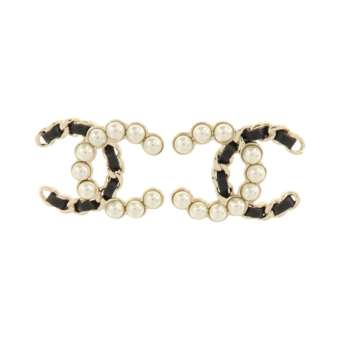 CHANEL B25 K CC Earrings in PVC Leather and Metal (1 of 8)