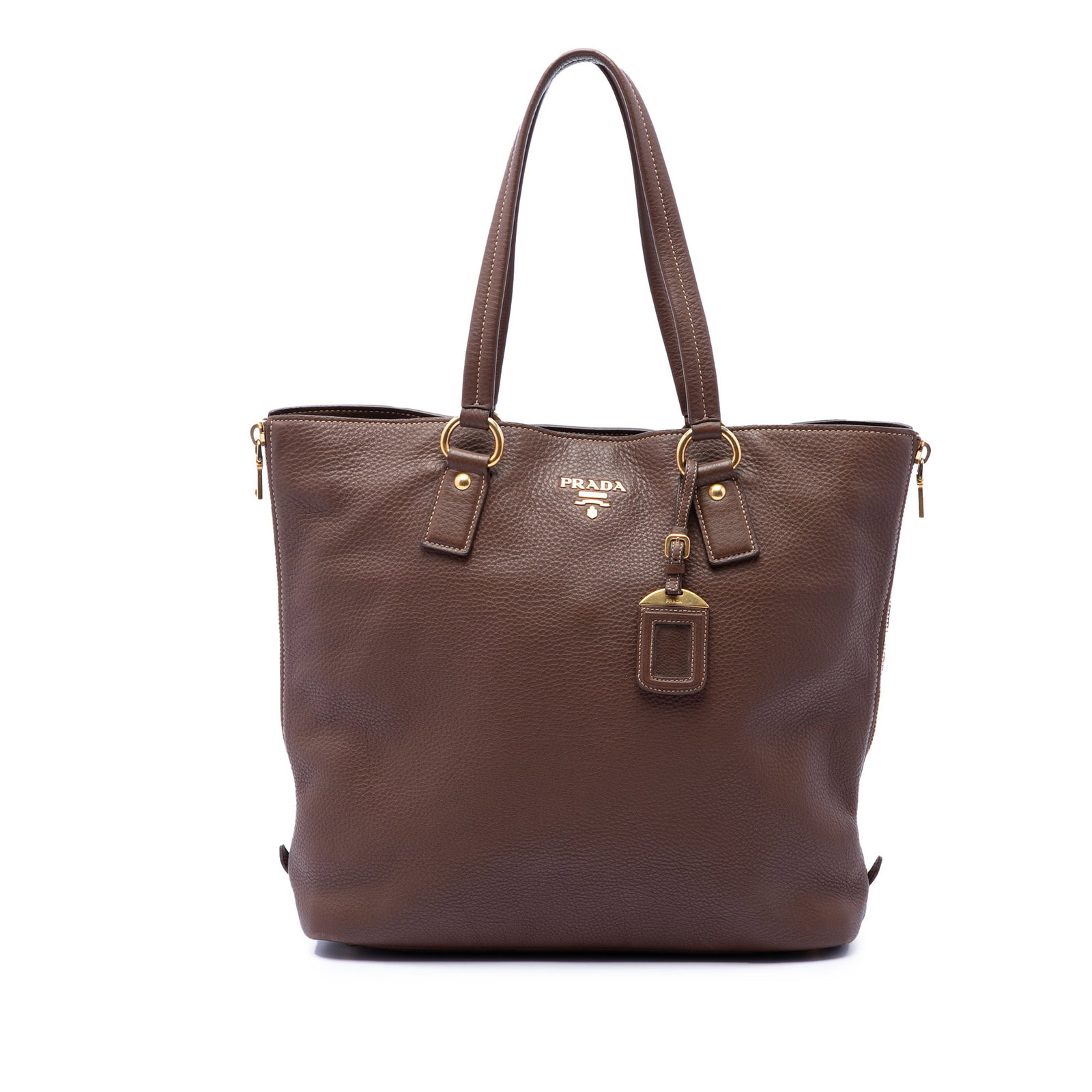 Prada Vitello Daino Leather Shopper Tote with Side Zip Expansion (1 of 6)
