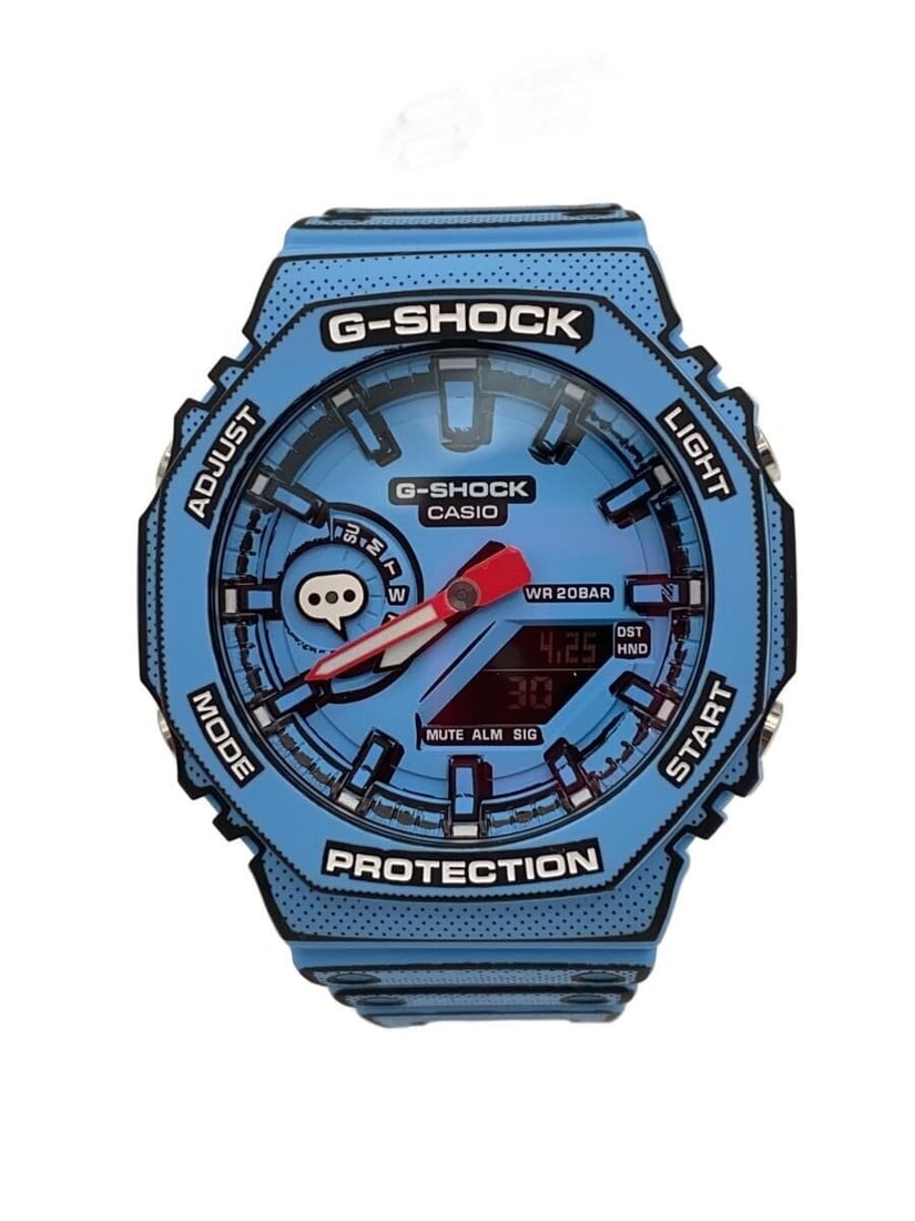 CASIO GA-2100MNG G-SHOCK Manga Series Men's Wristwatch: CASIO GA-2100MNG G-SHOCK Manga Series Men's Wristwatch This is a CASIO G-SHOCK MANGA THEMA Series GA-2100MNG wristwatch designed for men. The watch features a blue rubber band and case, with a slightl