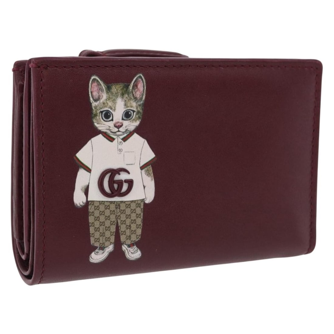 GUCCI 847923 Higuchi Yuko Leather Wallet Bordeaux Gold: GUCCI 847923 Higuchi Yuko Leather Wallet Bordeaux Gold Gucci leather wallet in Bordeaux and gold, from the Higuchi Yuko collaboration. Made in Italy, it comes with a dust bag and item box. The wallet 