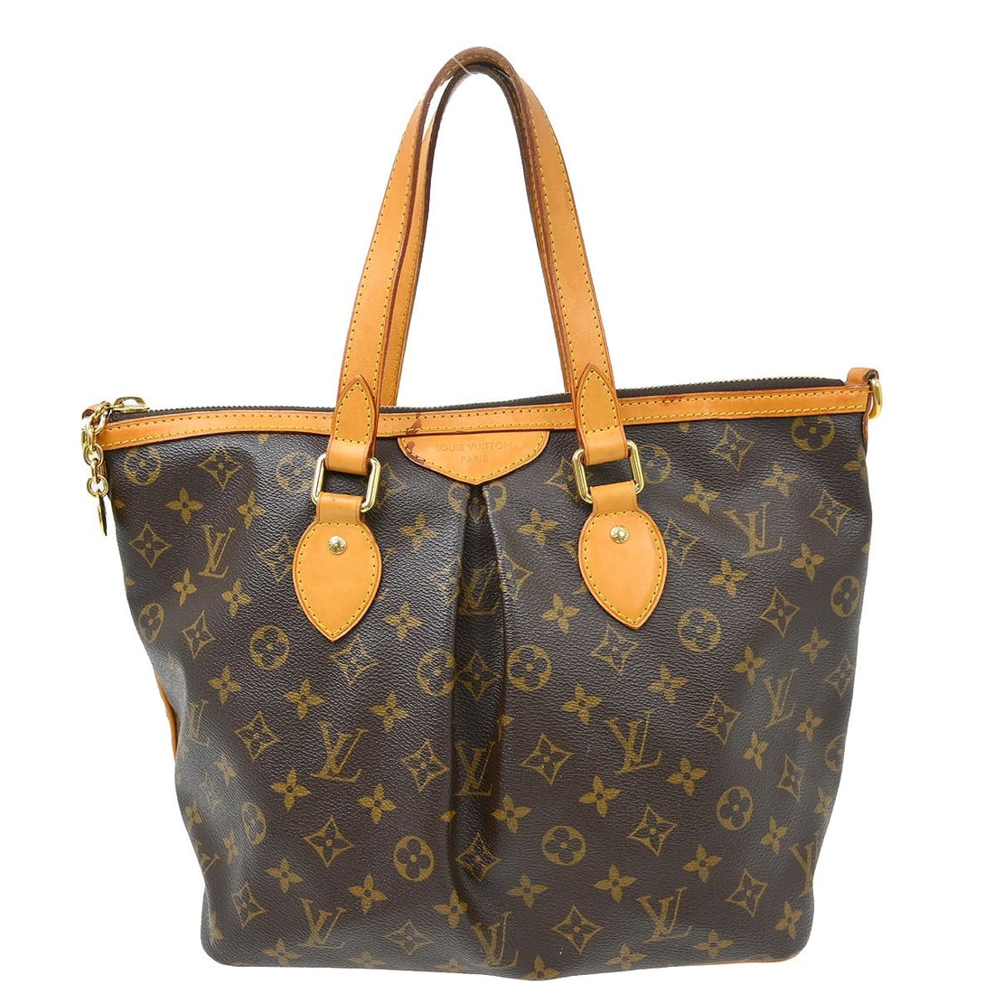 Louis Vuitton Palermo PM Monogram Tote M40145 Brown Canvas Leather: Louis Vuitton Palermo PM Monogram Tote M40145 Brown Canvas Leather Louis Vuitton Palermo PM 2way tote bag in Monogram canvas and leather, made in France. This medium-sized brown bag features a buckle 