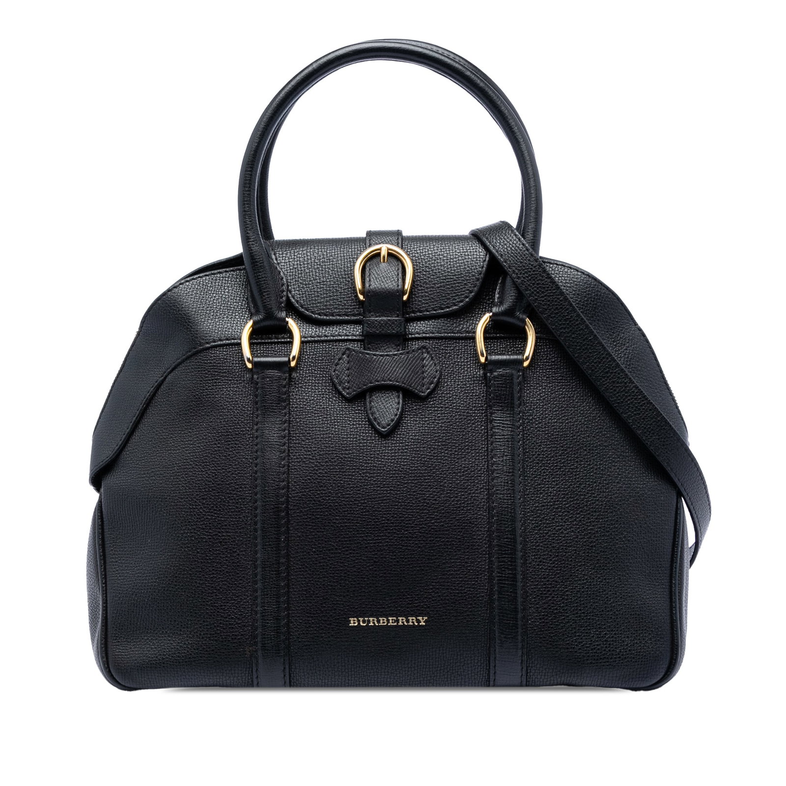 Medium Milverton Satchel Black Leather Shoulder Bag by Burberry (1 of 7)