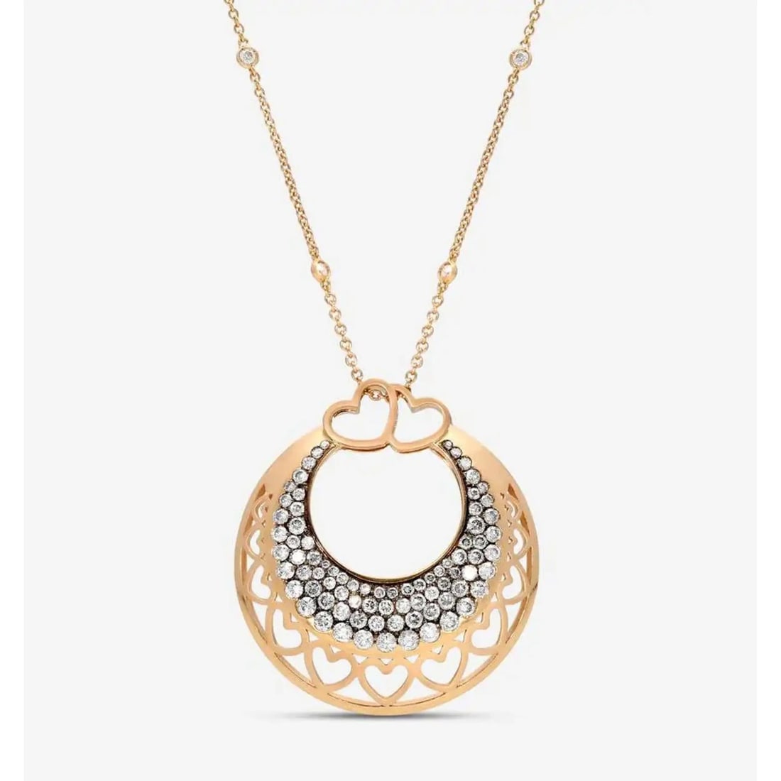 Crivelli Ricami 18K Rose Gold Heart Diamond Pendant Necklace (1 of 4)