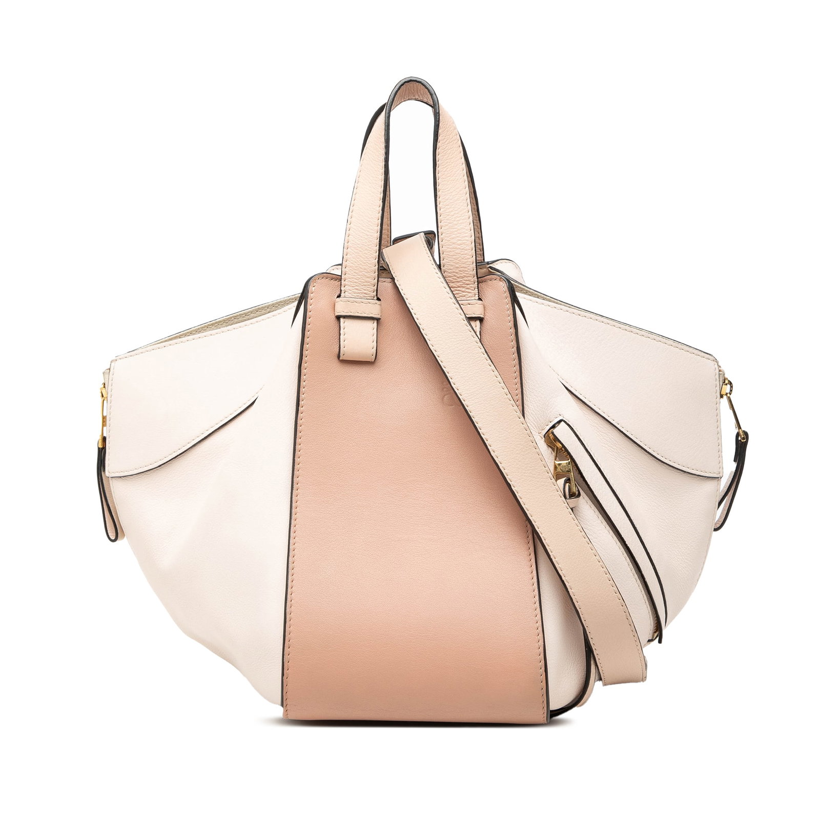 LOEWE Hammock Bicolor Leather Satchel Small Beige (1 of 7)