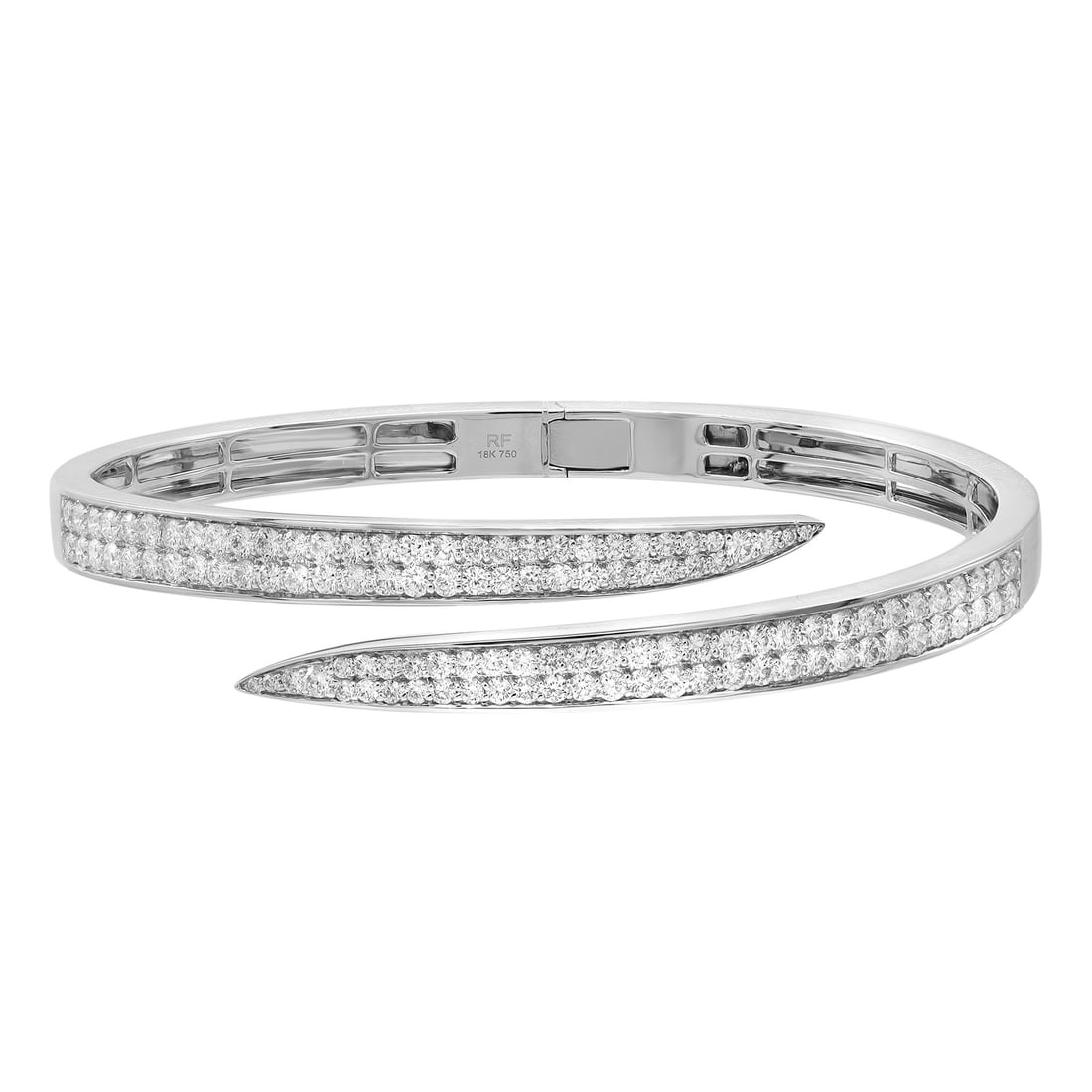 Rachel Koen 18K White Gold Pave Set Diamond Bangle Bracelet 2.99Cttw (1 of 8)