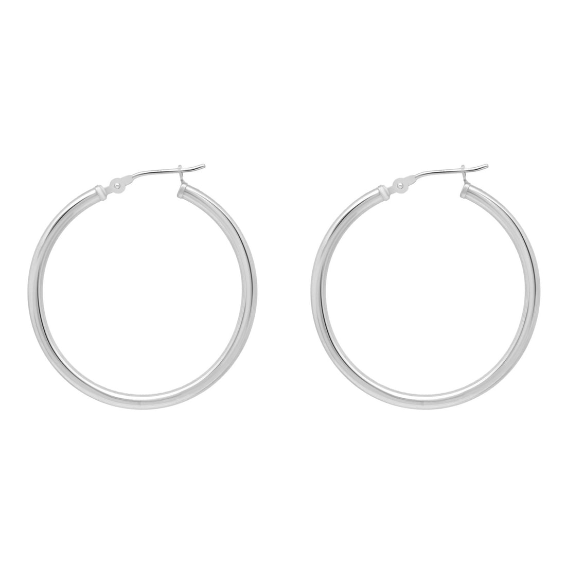 Rachel Koen 14K White Gold Small Round Hoop Earrings (1 of 5)