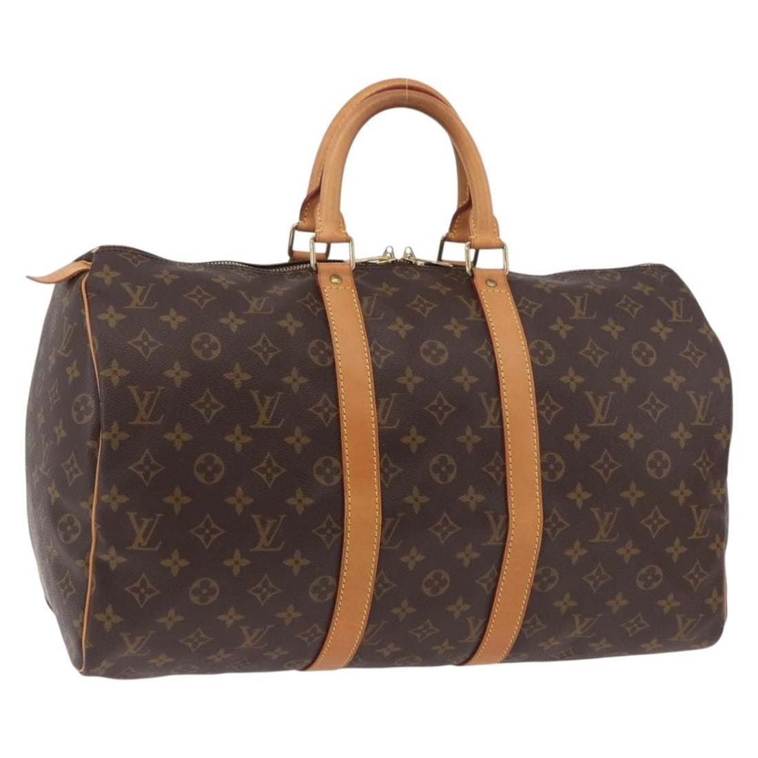 Louis Vuitton M41428 Keepall 45 Monogram Canvas Boston Bag: Louis Vuitton M41428 Keepall 45 Monogram Canvas Boston Bag Louis Vuitton Keepall 45 Boston Bag in Monogram Canvas with the classic Monogram pattern. It is made in France and comes with a dust bag. The