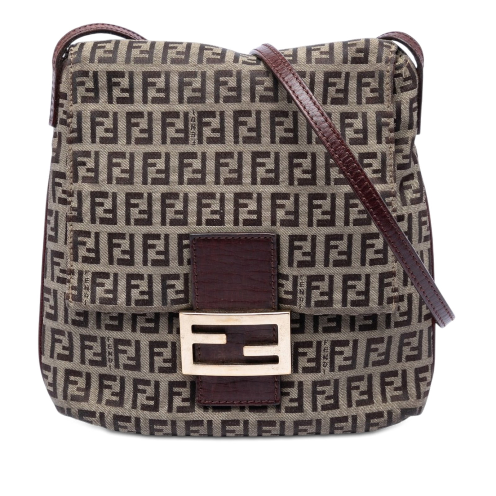 Fendi beige canvas flap crossbody bag Italy: Fendi beige canvas flap crossbody bag Italy This Fendi Zucchino Canvas Crossbody bag features a beige canvas body with the iconic Zucchino pattern, complemented by an adjustable flat leather shoulder 