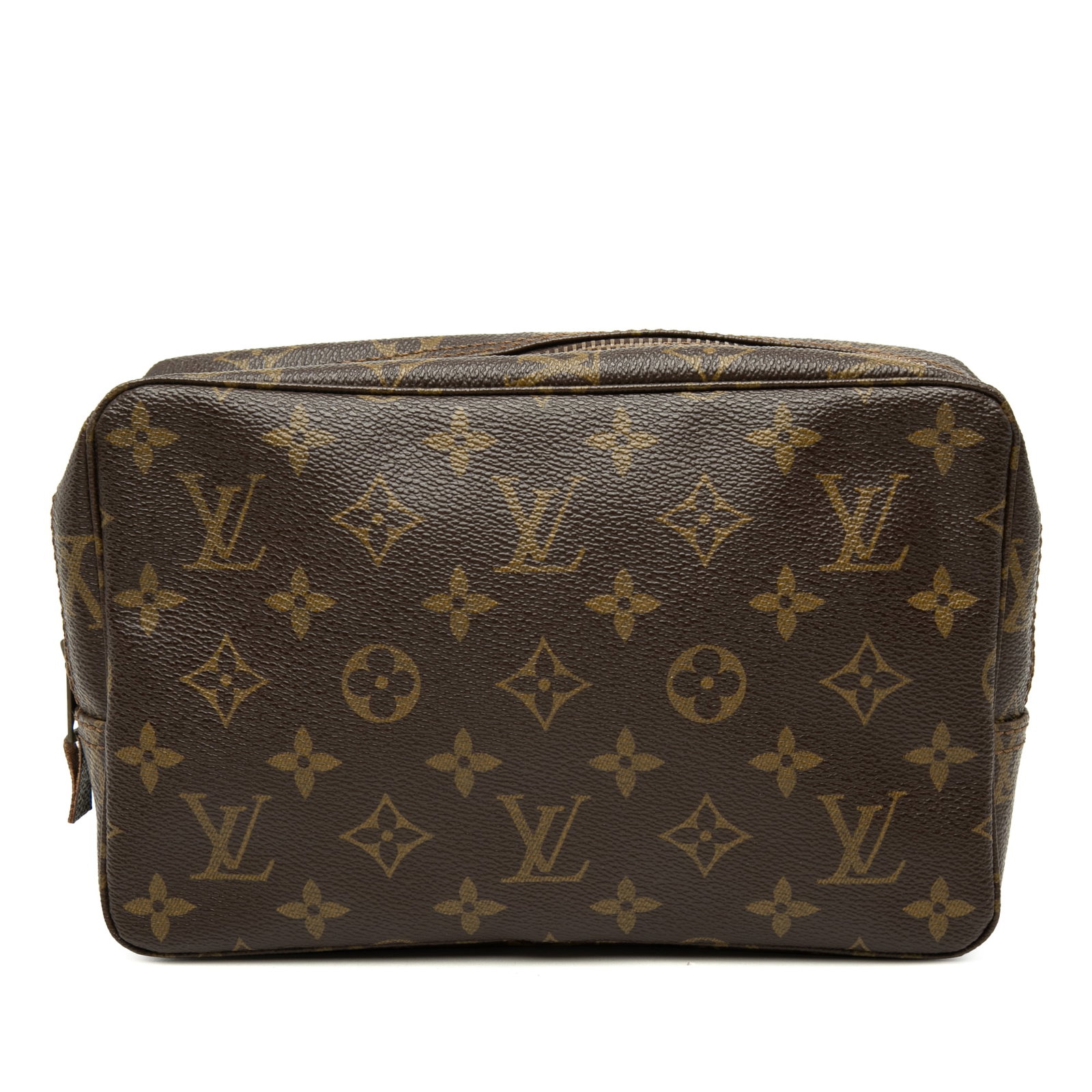 Louis Vuitton Trousse Toilette 23 Monogram Canvas Pouch: Louis Vuitton Trousse Toilette 23 Monogram Canvas Pouch Louis Vuitton Monogram Trousse Toilette 23 bag in brown monogram canvas with a top zip closure and an interior pocket. Made in France, this piec