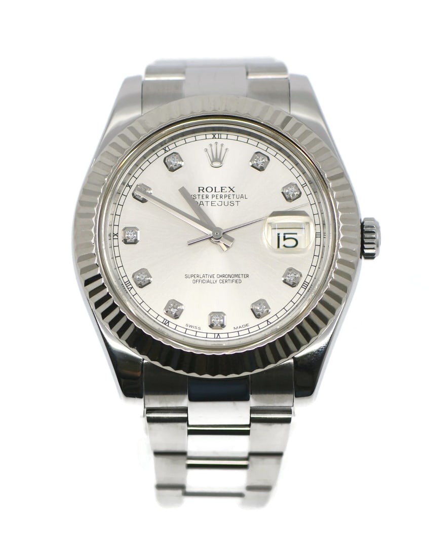 Rolex Datejust 116334 mens stainless steel diamond dial watch (1 of 5)