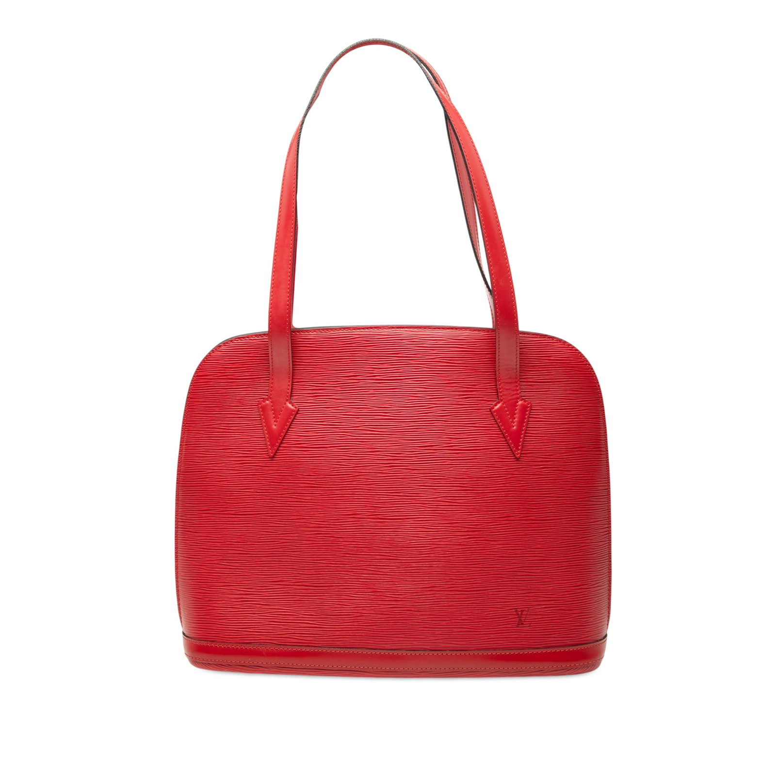 Louis Vuitton Epi Lussac Red Leather Shoulder Bag: Louis Vuitton Epi Lussac Red Leather Shoulder Bag Louis Vuitton Epi Lussac shoulder bag crafted in red Epi leather. This bag features flat leather shoulder straps, a top zip-around closure, and an int