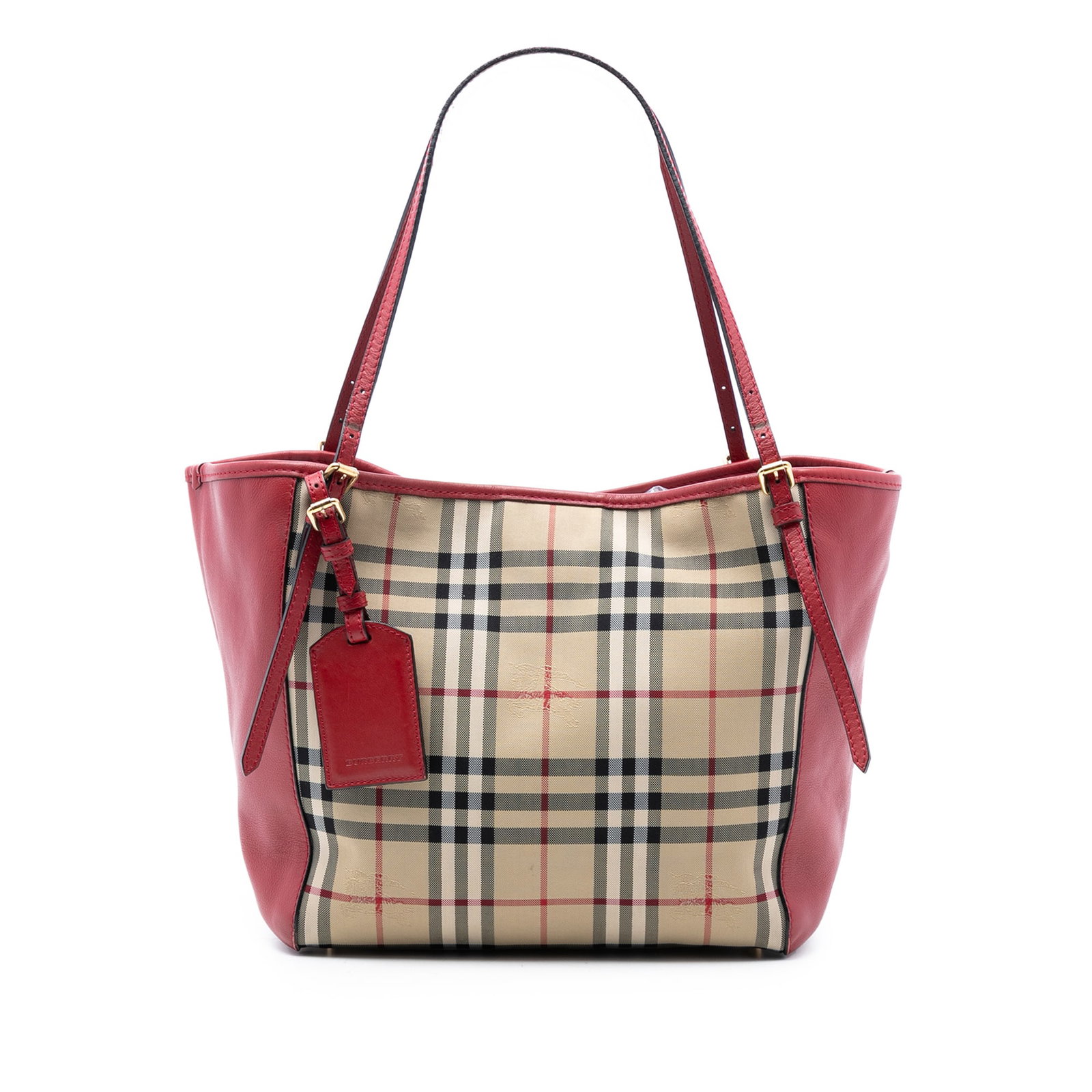Burberry Canterbury Tote Small Haymarket Check Canvas Leather: Burberry Canterbury Tote Small Haymarket Check Canvas Leather This Burberry Small Haymarket Check Canterbury Tote features the iconic haymarket check canvas with leather trim, flat leather handles, an